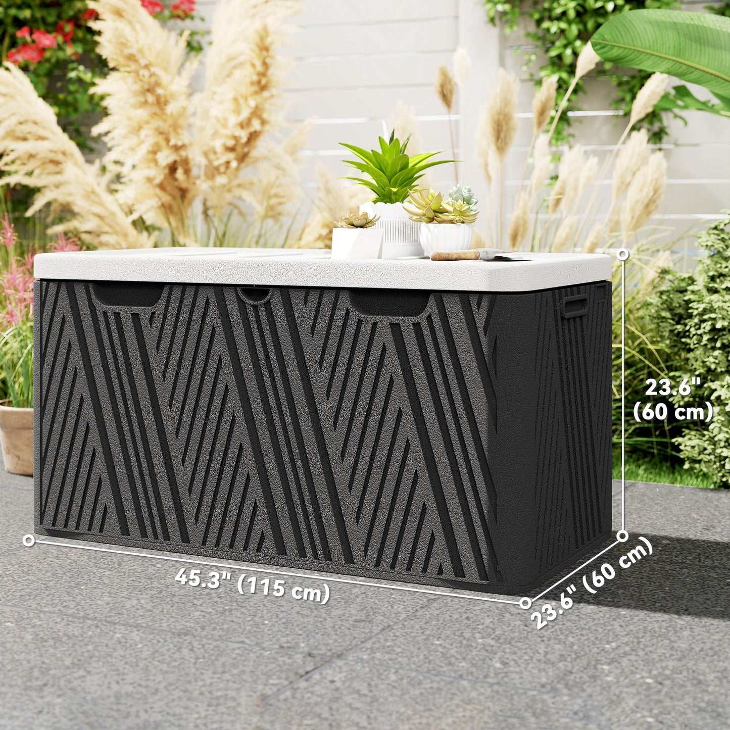 100 Gallon Deck Box Outdoor Storage Box, Waterproof and Lockable , Double-Layer HDPE Patio Storage Box for Patio Furniture, Garden Tools and Pool Accessories