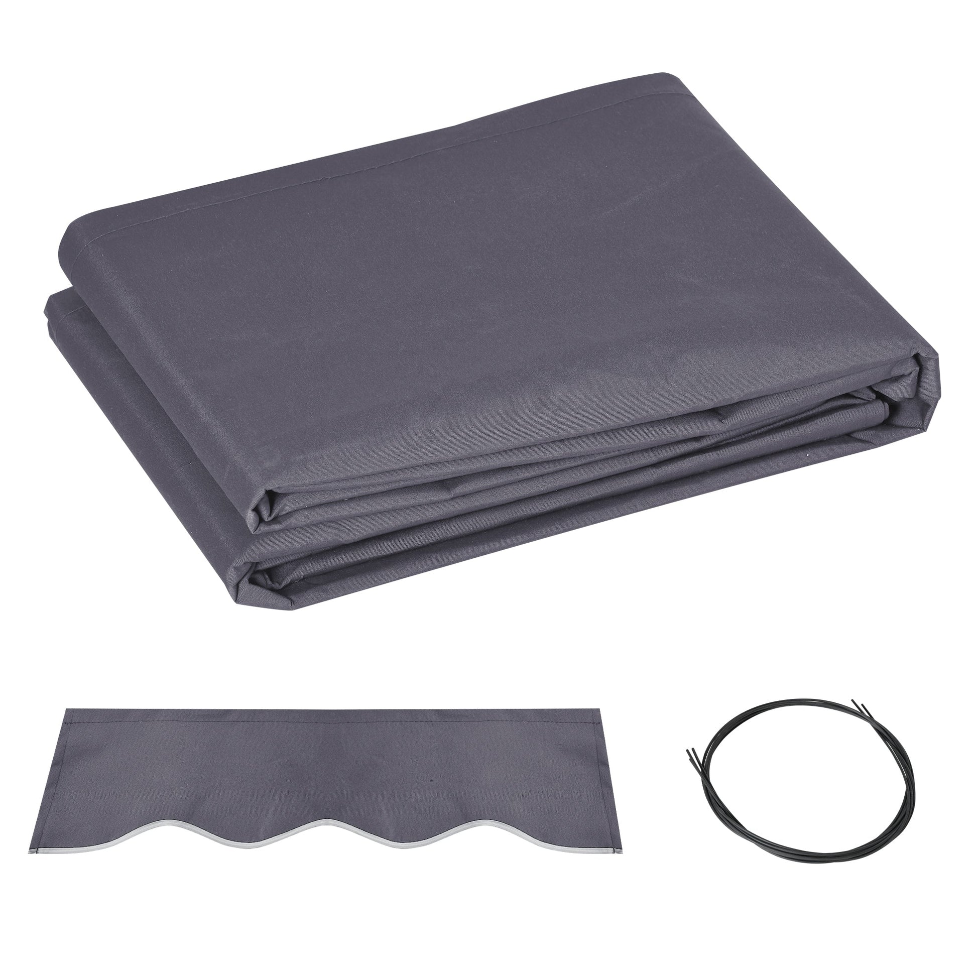 11' x 8' Retractable Awning Fabric Replacement Outdoor Sunshade Canopy Awning Cover, UV Protection, Grey