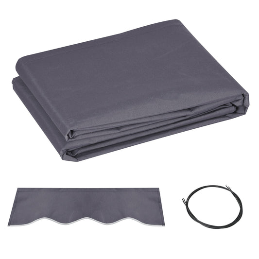 11' x 8' Retractable Awning Fabric Replacement Outdoor Sunshade Canopy Awning Cover, UV Protection, Grey