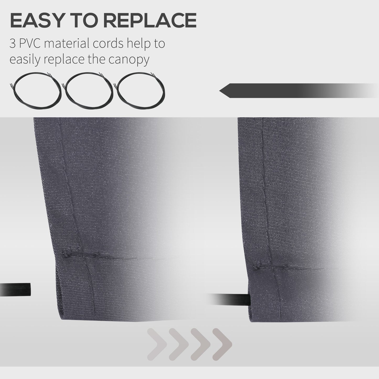 11' x 8' Retractable Awning Fabric Replacement Outdoor Sunshade Canopy Awning Cover, UV Protection, Grey