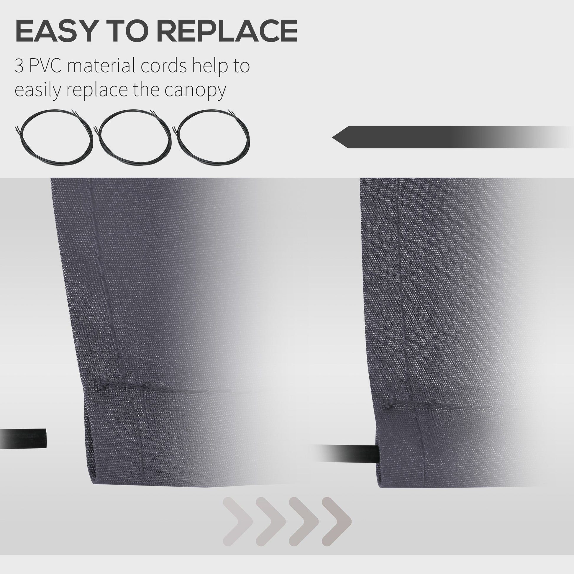 11' x 8' Retractable Awning Fabric Replacement Outdoor Sunshade Canopy Awning Cover, UV Protection, Grey