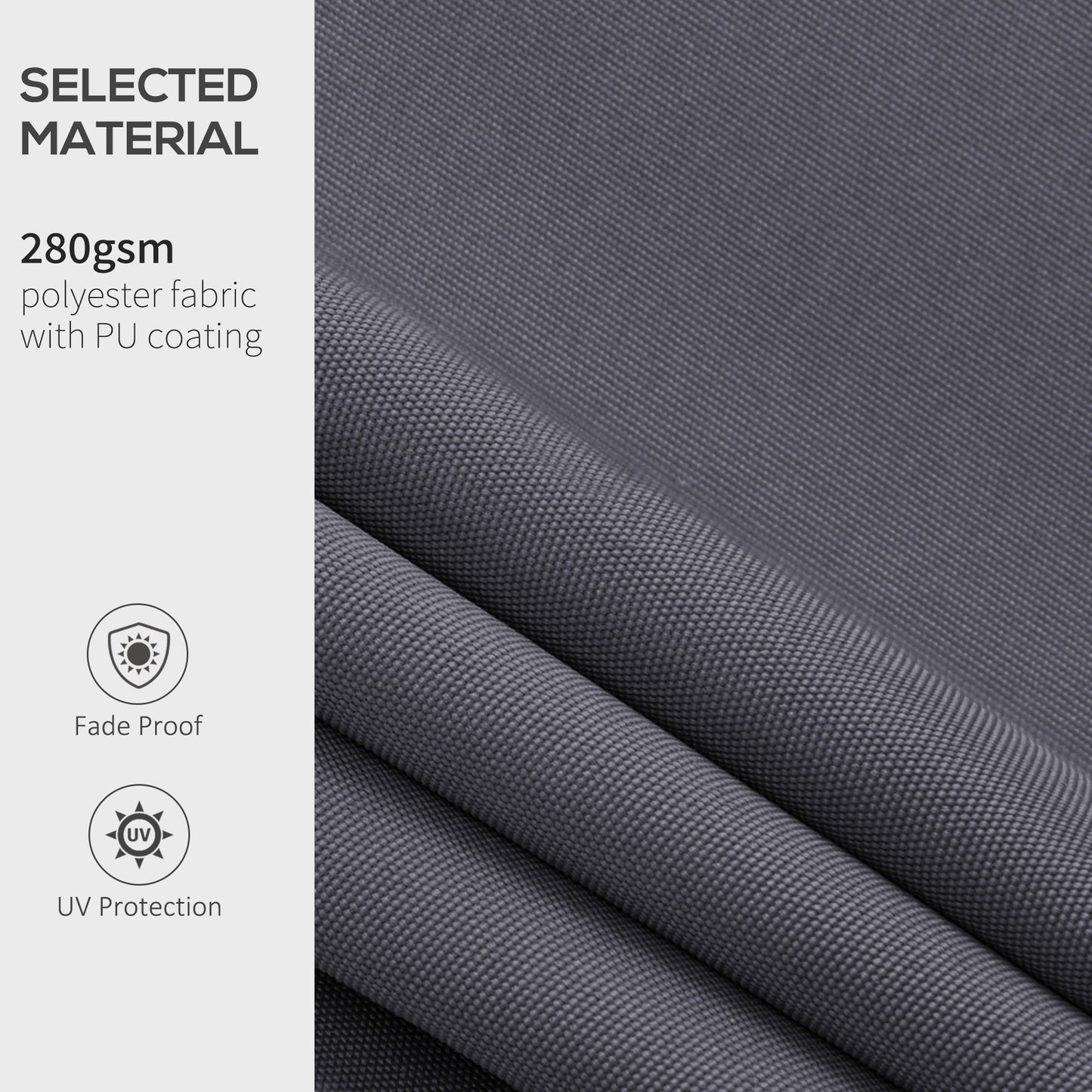 11' x 8' Retractable Awning Fabric Replacement Outdoor Sunshade Canopy Awning Cover, UV Protection, Grey