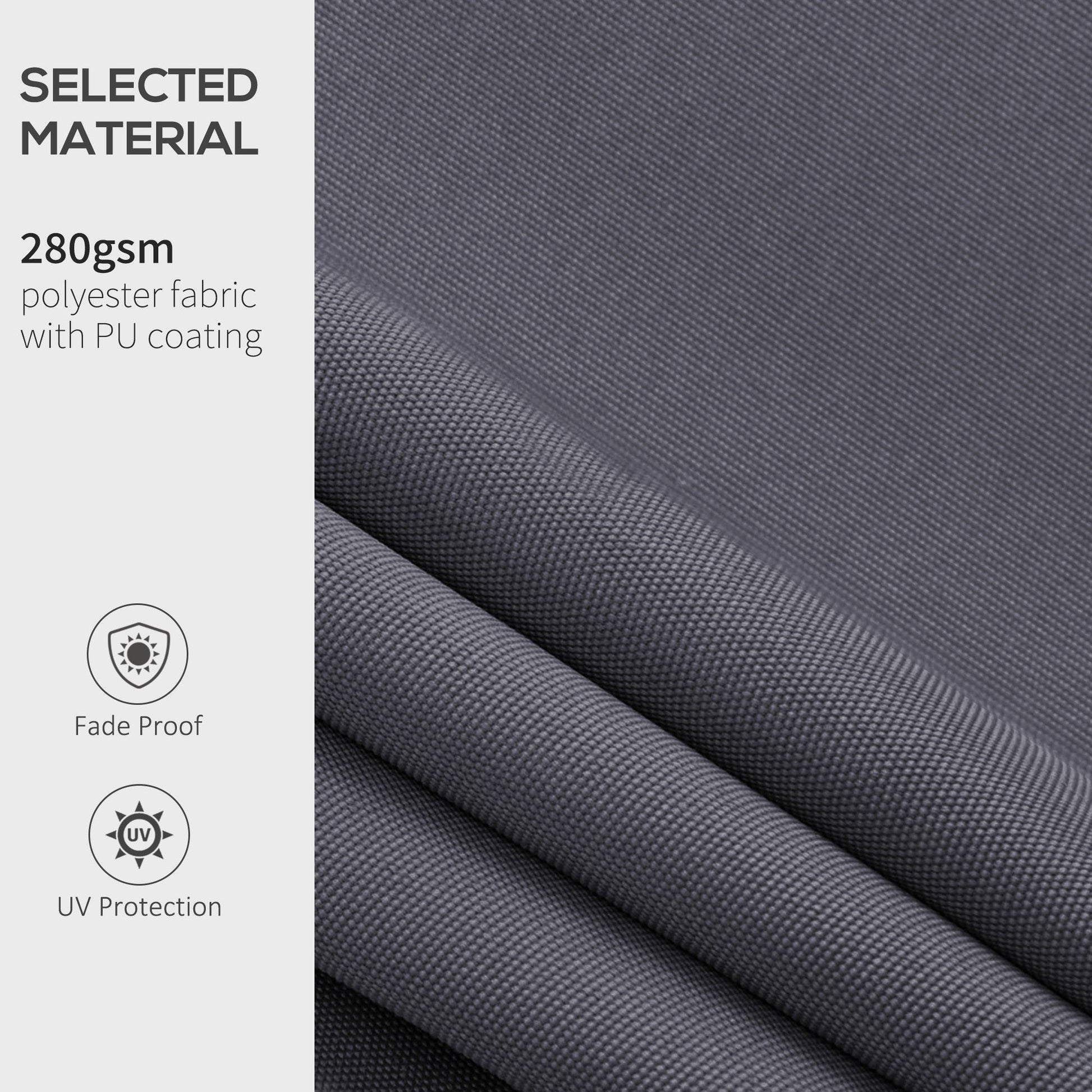 11' x 8' Retractable Awning Fabric Replacement Outdoor Sunshade Canopy Awning Cover, UV Protection, Grey