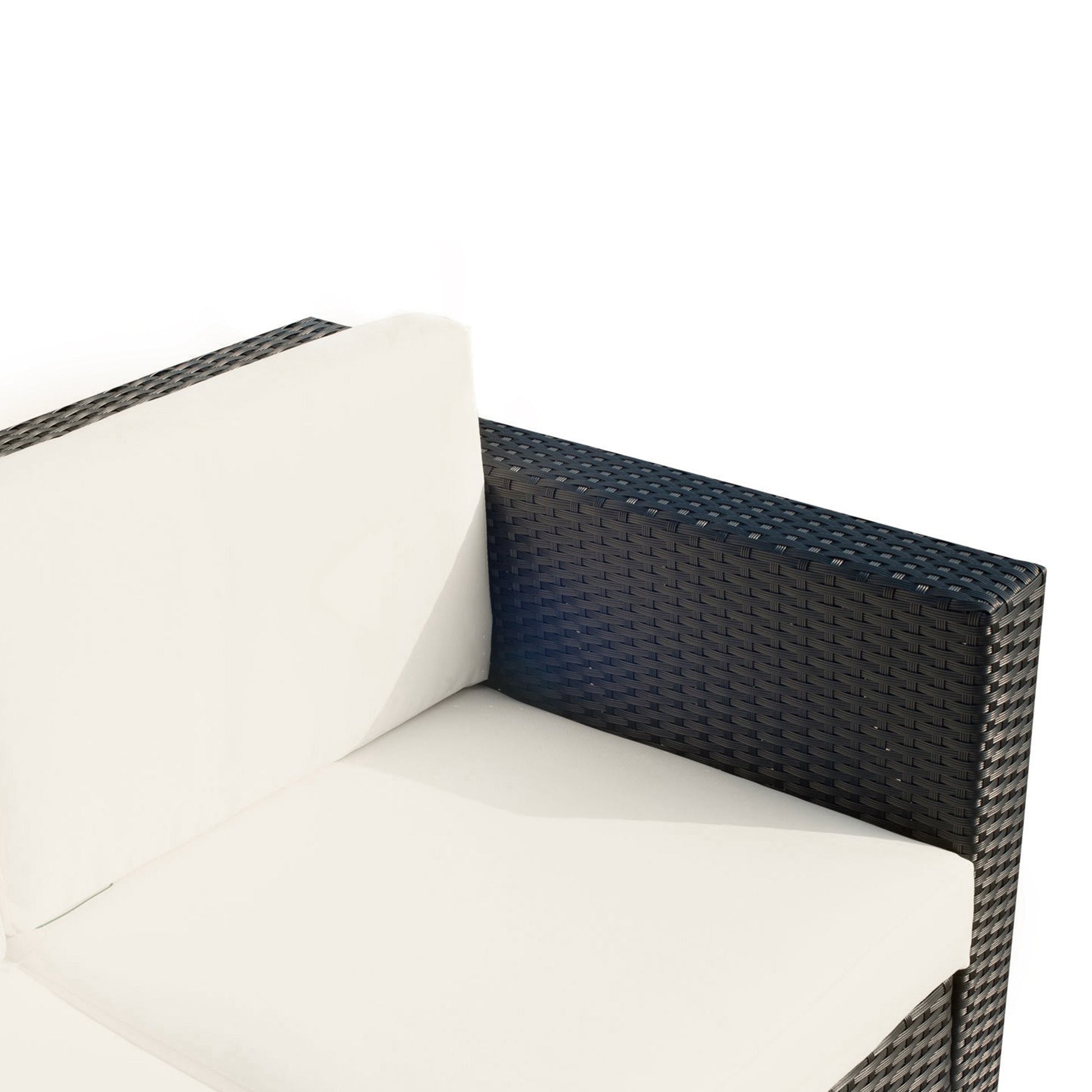 Deluxe 3 Seat Rattan Wicker Sofa Garden Outdoor Patio Furniture with Cushion, Cream White