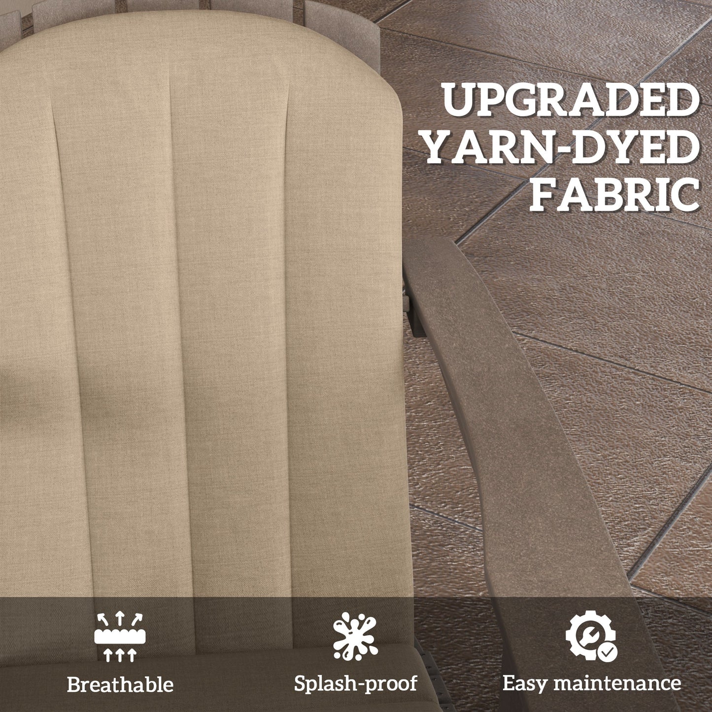 Adirondack Chair Cushion Set of 4, Outdoor Chair Cushions, High Back Patio Chair Cushions with Ties, Non-Slip Replacement Seat Cushion for Patio Furniture, Beige