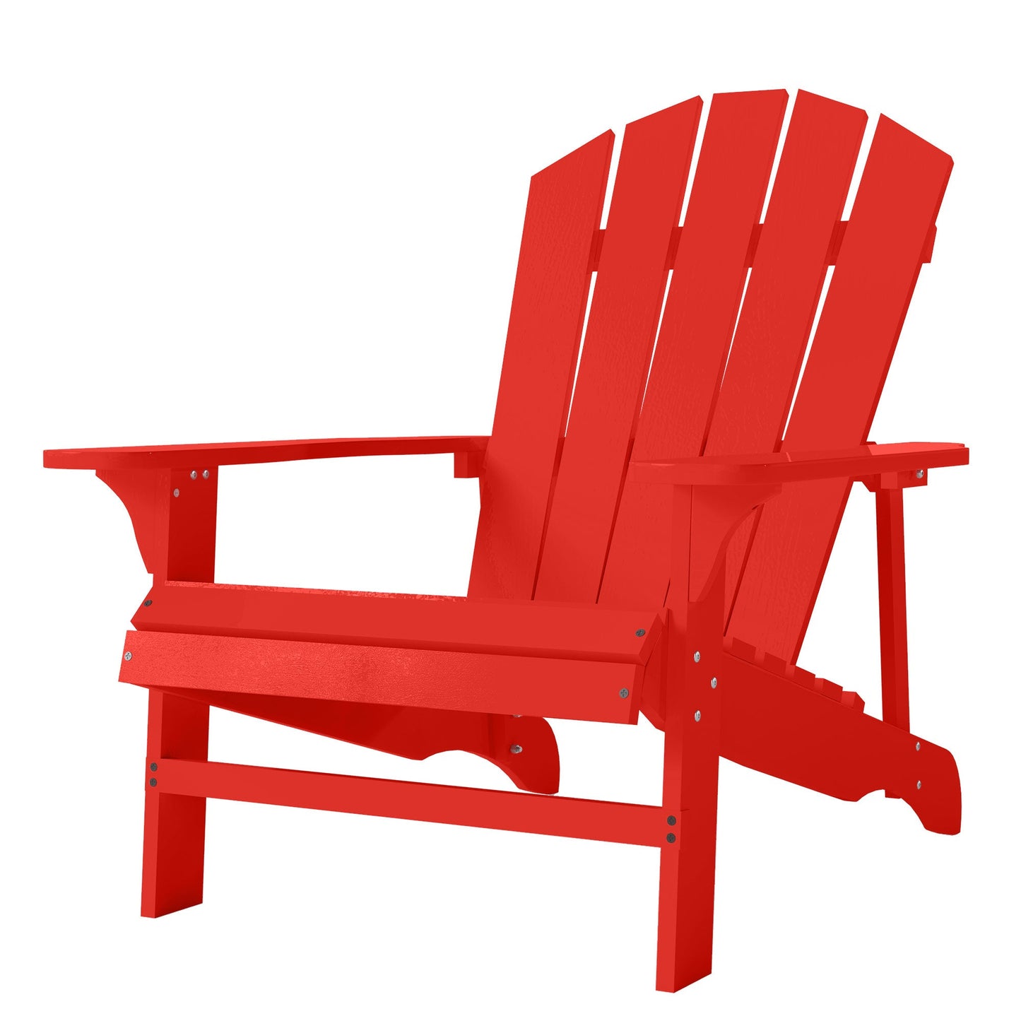Wood Adirondack Chair, Outdoor Patio Muskoka Chair with Slatted Design for Deck, Garden, Backyard, Fire Pit, Red
