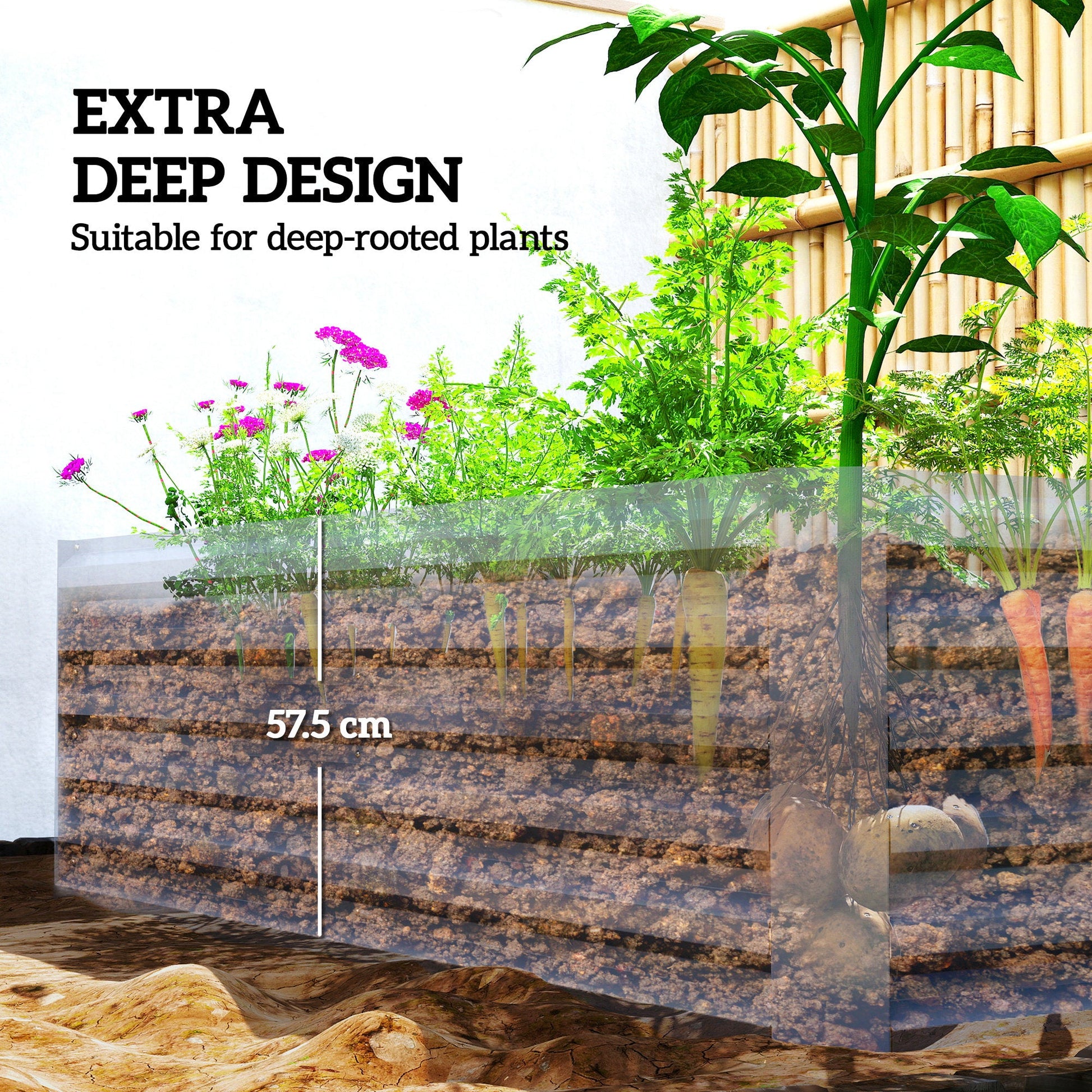 Galvanized Raised Garden Bed, 6' x 3' x 2' Outdoor Metal Planter Box, Standing Raised Bed for Growing Flowers, Herbs and Vegetables, Light Grey