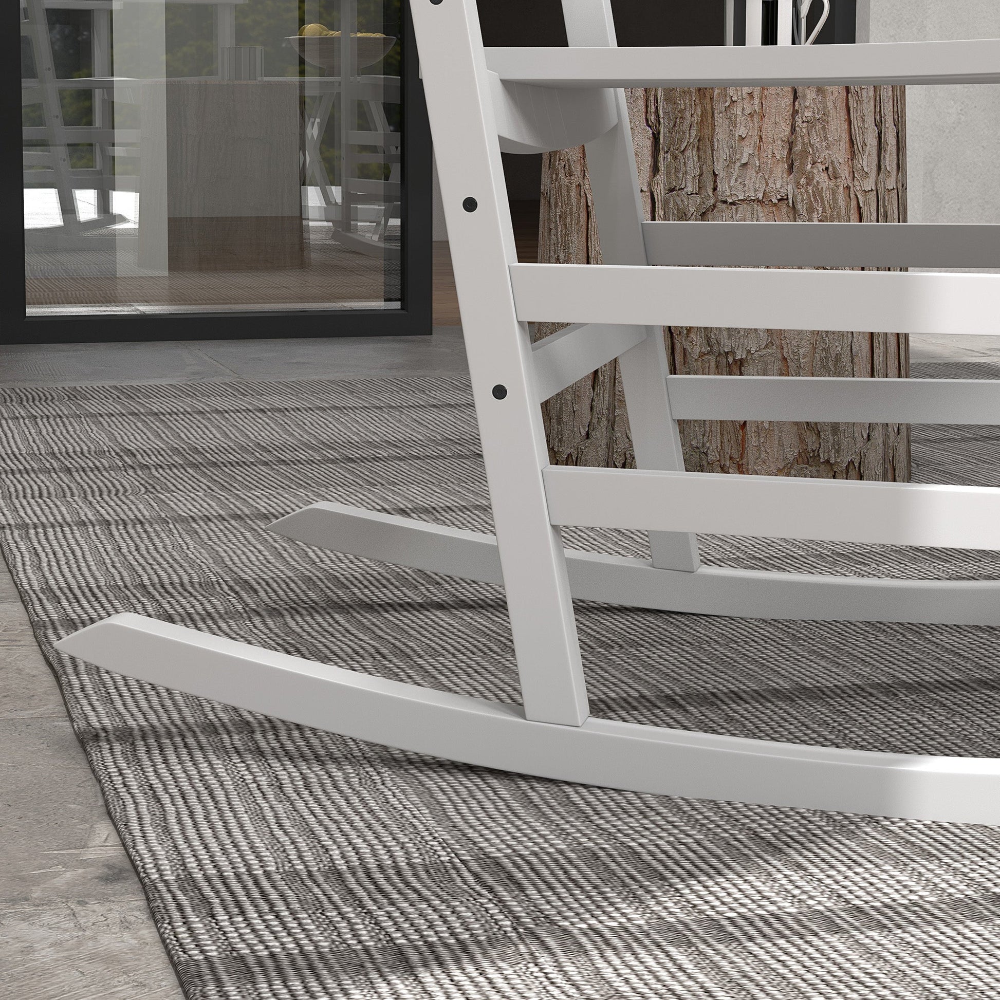 3 Pieces Outdoor Rocking Chair Set, Wooden Patio Rocking Chair Set with Folding Side Table, High Back and Armrests for Garden, Porch, Supports Up to 353 lbs, White