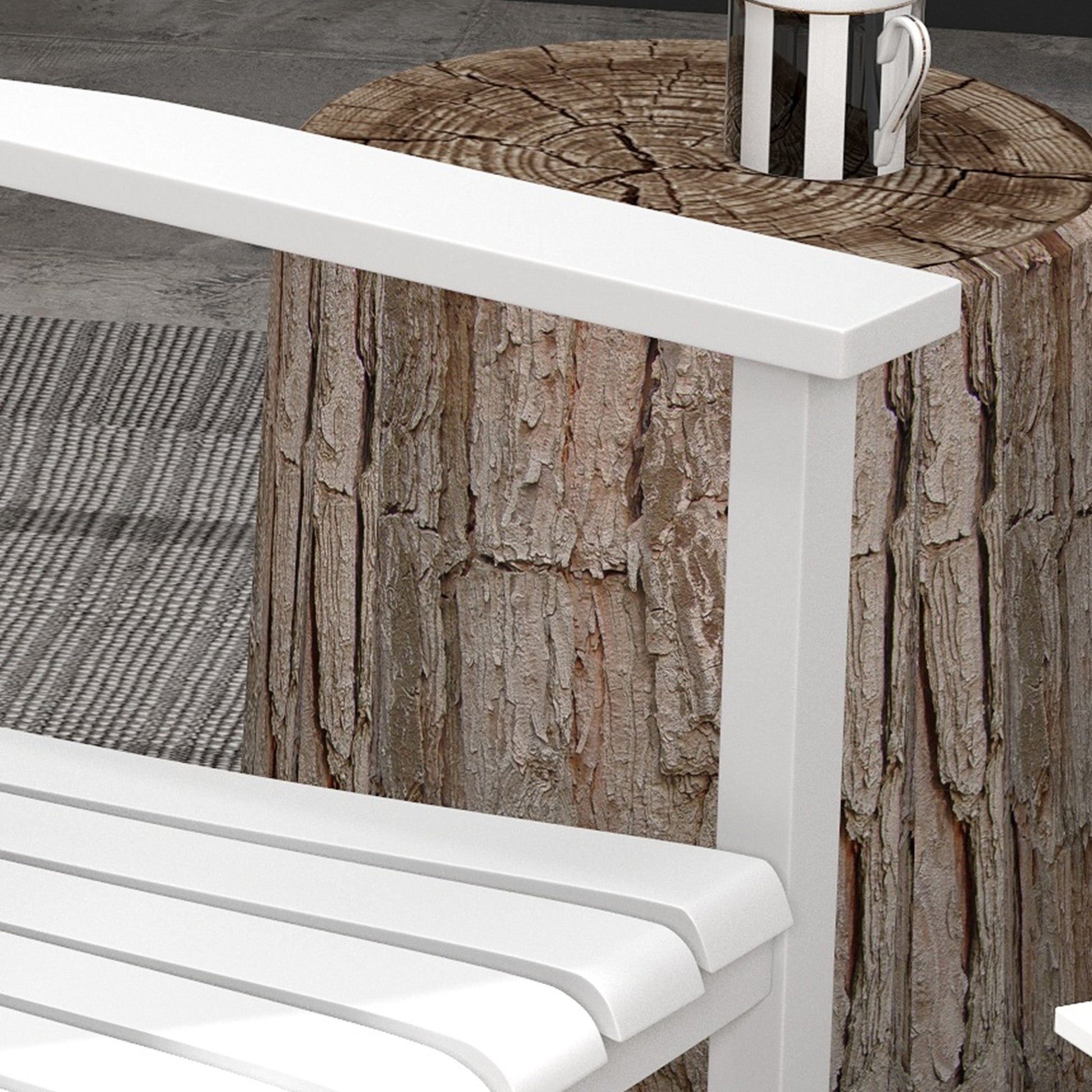 3 Pieces Outdoor Rocking Chair Set, Wooden Patio Rocking Chair Set with Folding Side Table, High Back and Armrests for Garden, Porch, Supports Up to 353 lbs, White