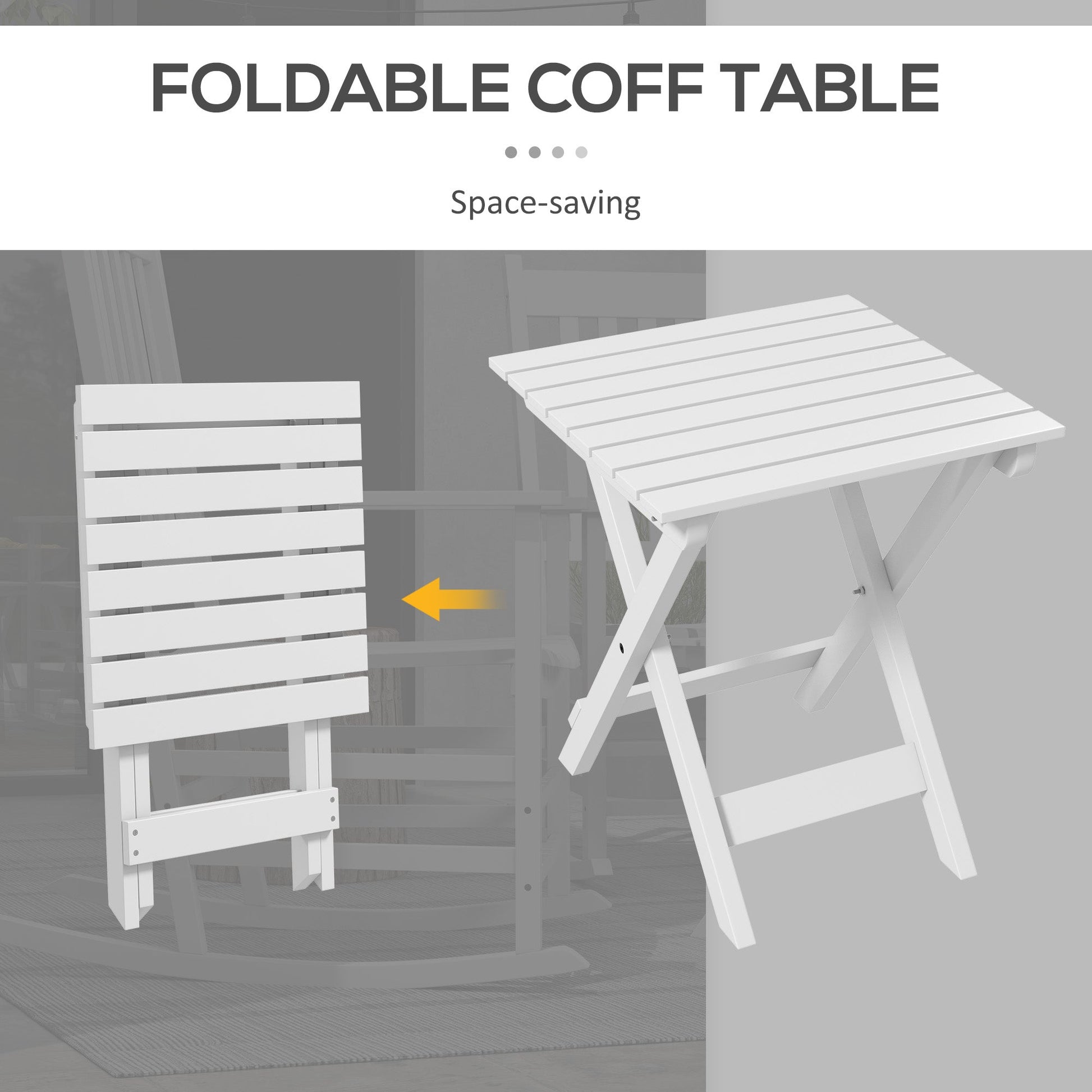 3 Pieces Outdoor Rocking Chair Set, Wooden Patio Rocking Chair Set with Folding Side Table, High Back and Armrests for Garden, Porch, Supports Up to 353 lbs, White