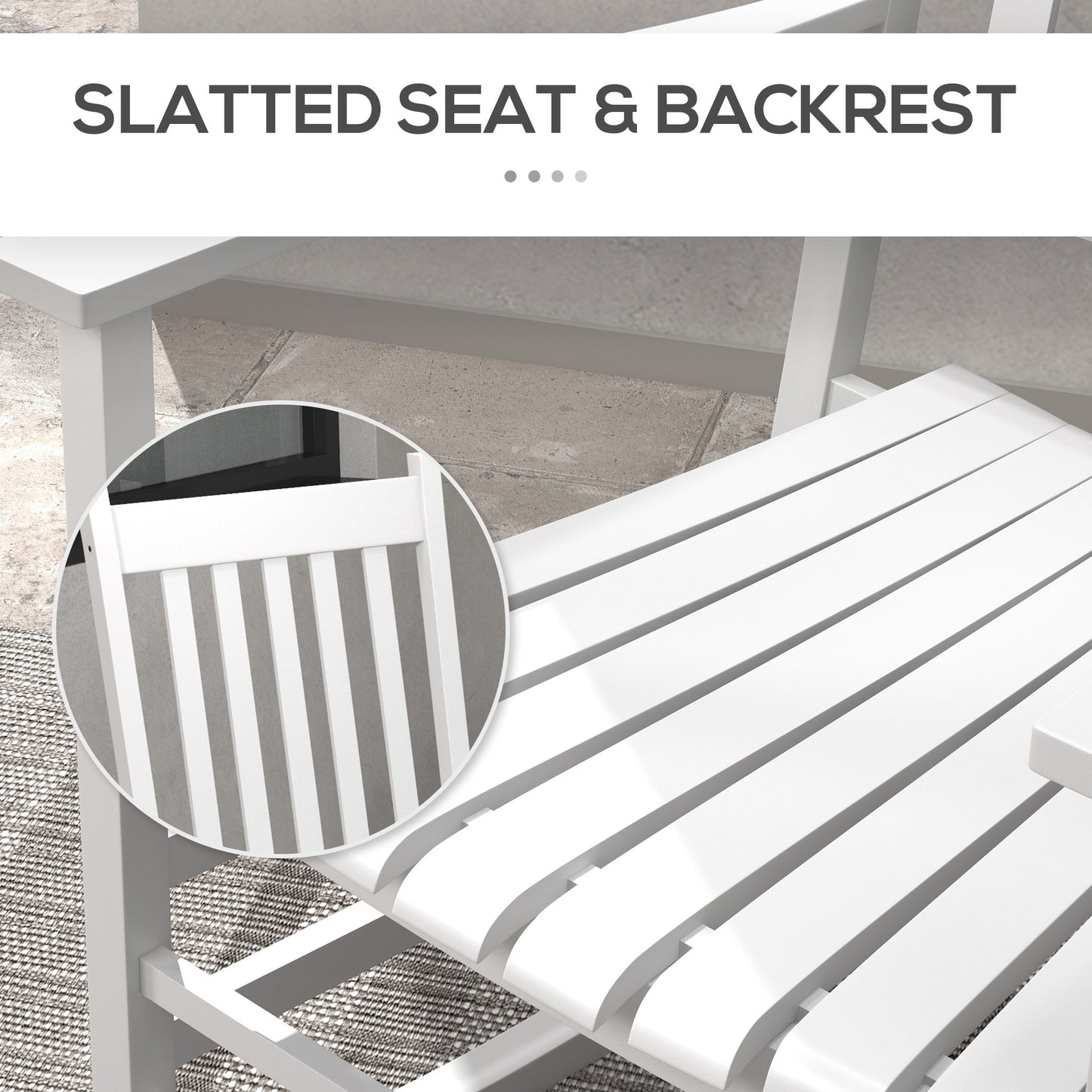3 Pieces Outdoor Rocking Chair Set, Wooden Patio Rocking Chair Set with Folding Side Table, High Back and Armrests for Garden, Porch, Supports Up to 353 lbs, White