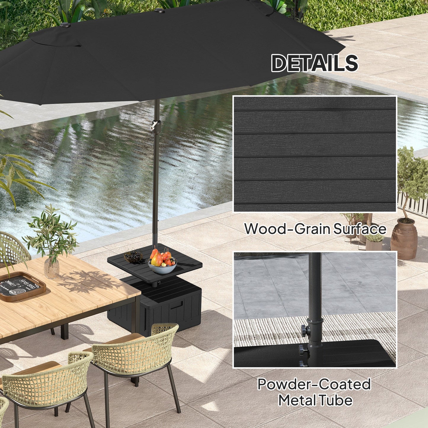 Patio Umbrella Weighted Base with Table Tray, Heavy Duty Umbrella Base with Wheels Handles, 176lbs with Stand Filling, Patio Umbrella Stand Base for Garden Poolside, Black