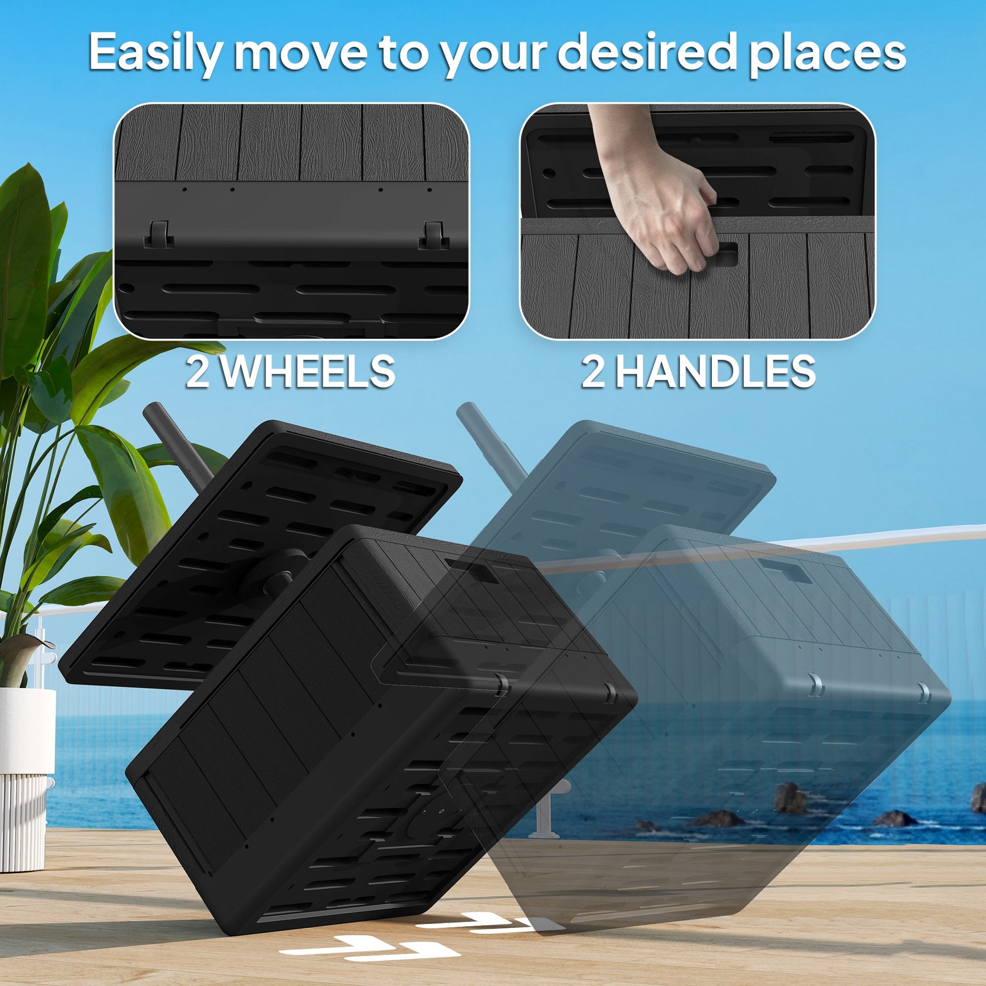 Patio Umbrella Weighted Base with Table Tray, Heavy Duty Umbrella Base with Wheels Handles, 176lbs with Stand Filling, Patio Umbrella Stand Base for Garden Poolside, Black