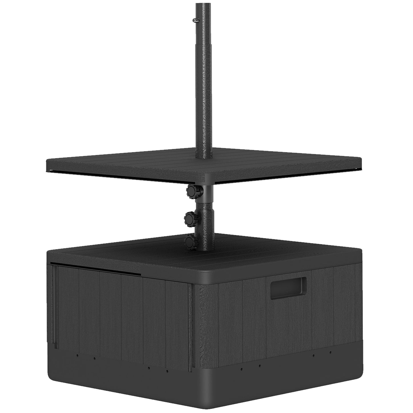 Patio Umbrella Weighted Base with Table Tray, Heavy Duty Umbrella Base with Wheels Handles, 176lbs with Stand Filling, Patio Umbrella Stand Base for Garden Poolside, Black