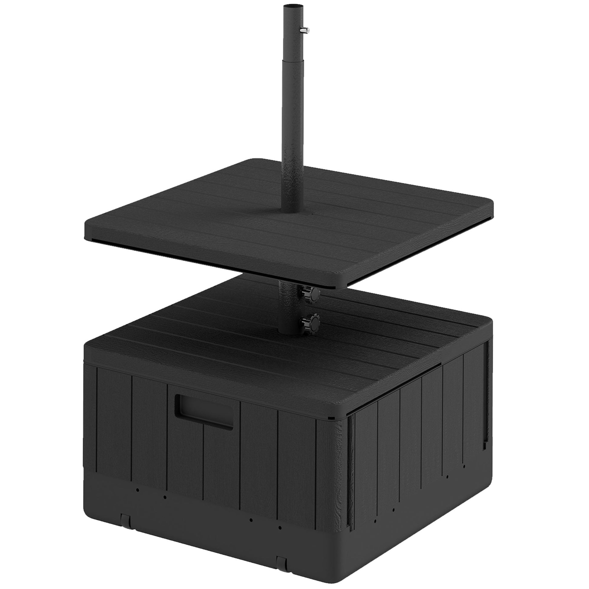 Patio Umbrella Weighted Base with Table Tray, Heavy Duty Umbrella Base with Wheels Handles, 176lbs with Stand Filling, Patio Umbrella Stand Base for Garden Poolside, Black