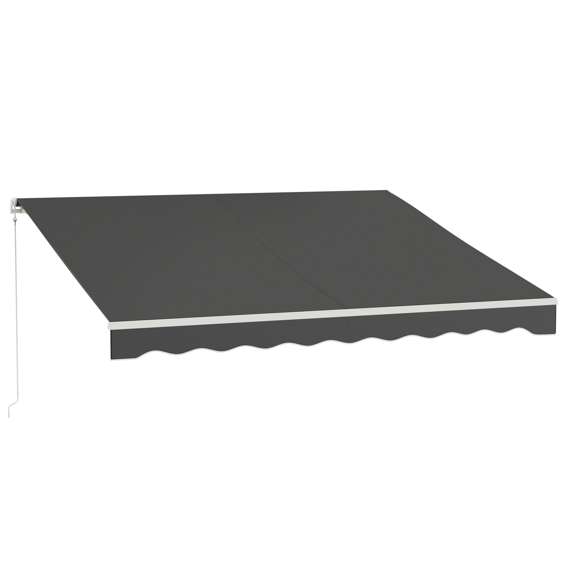 12' x 10' Electric Awning, Retractable Awning Sun Shade Shelter with Remote Controller, Manual Crank Handle and Aluminum Frame, for Deck, Balcony, Yard, Dark Grey