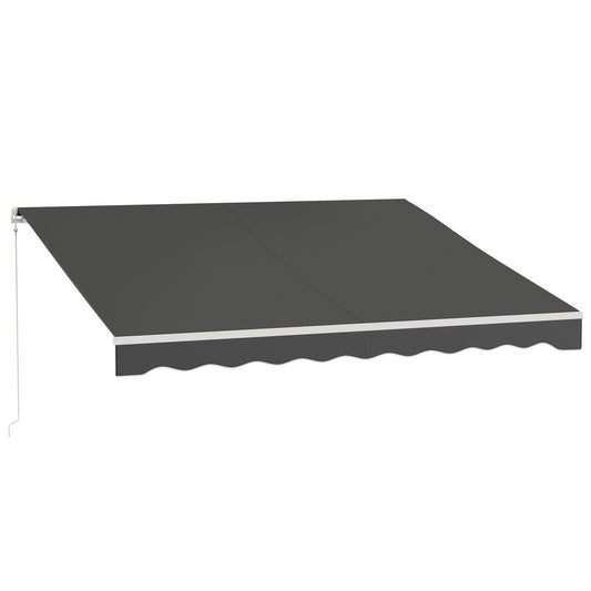12' x 10' Electric Awning, Retractable Awning Sun Shade Shelter with Remote Controller, Manual Crank Handle and Aluminum Frame, for Deck, Balcony, Yard, Dark Grey