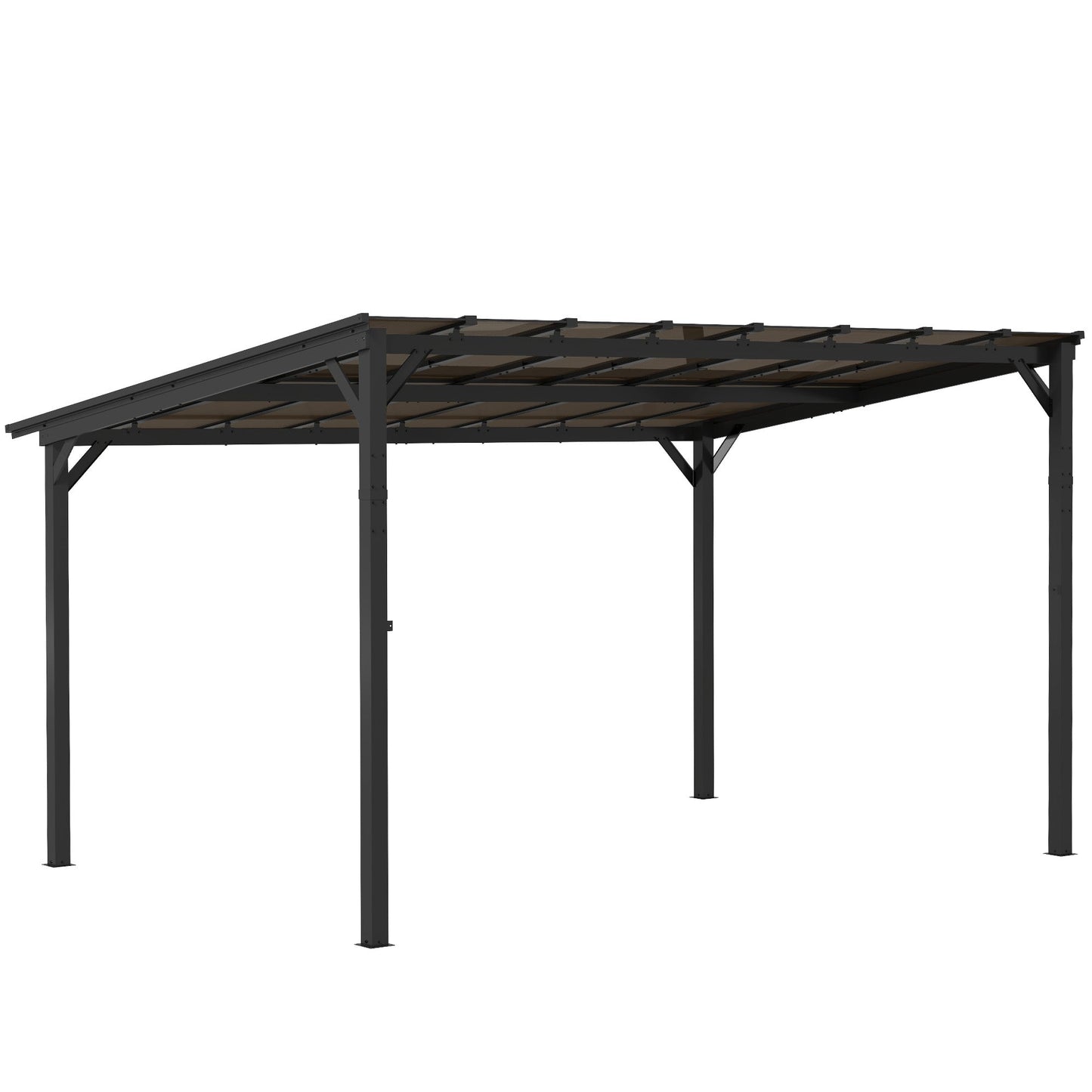 10' x 14' Outdoor Pergola with UPF 50+ and Waterproof Polycarbonate Roof, Wall-Mounted / Free Standing Hardtop Gazebo, Wind-resistant for Patio Deck Backyard, Dark Grey