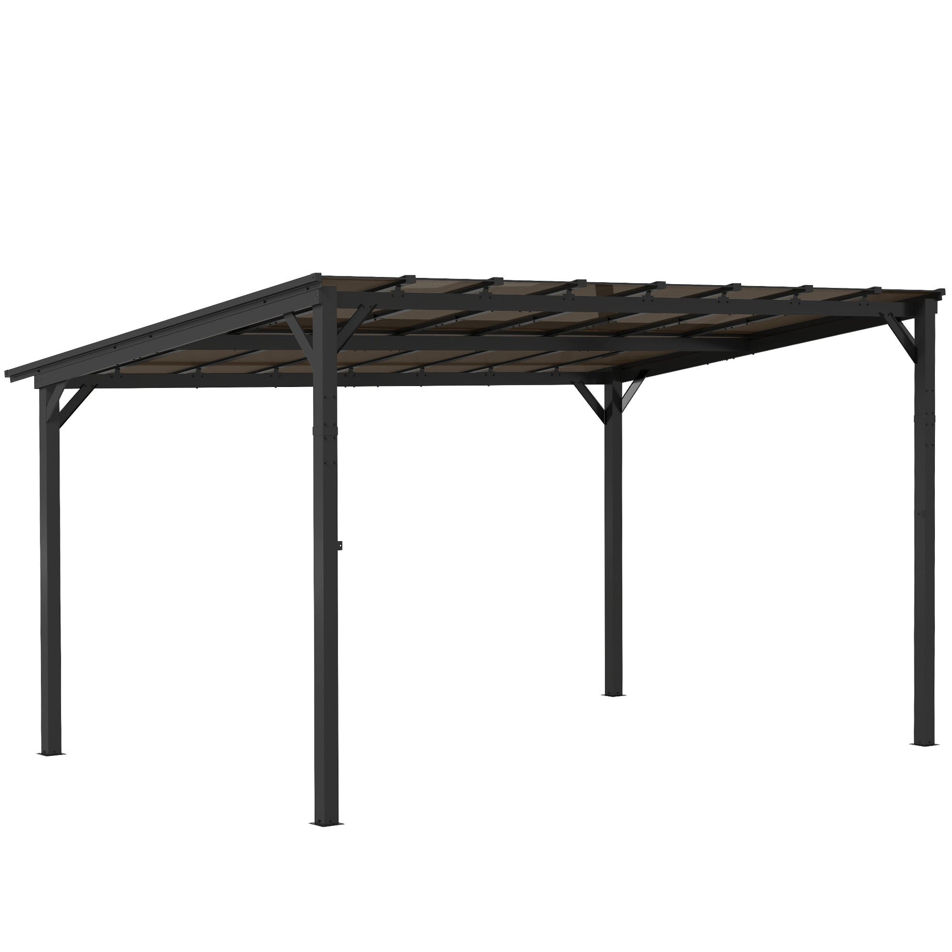 10' x 14' Outdoor Pergola with UPF 50+ and Waterproof Polycarbonate Roof, Wall-Mounted / Free Standing Hardtop Gazebo, Wind-resistant for Patio Deck Backyard, Dark Grey