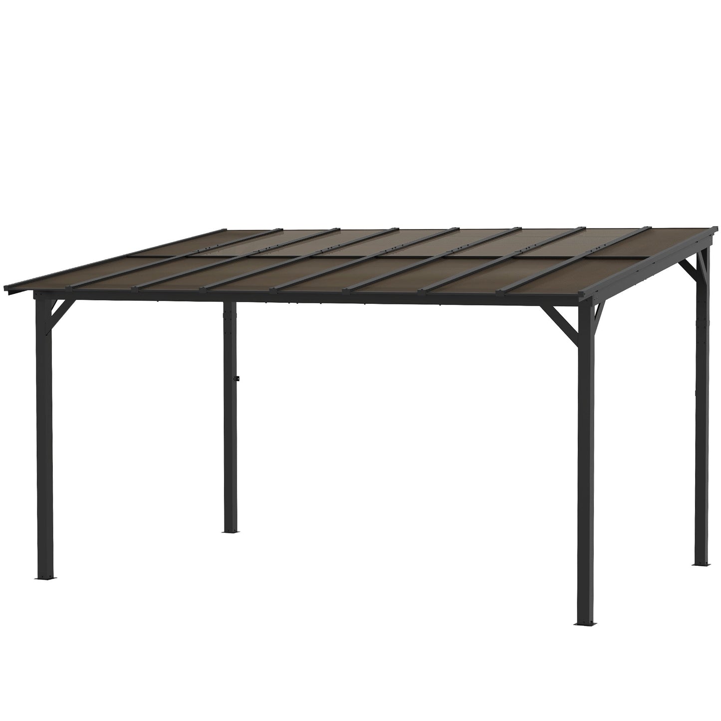 10' x 14' Outdoor Pergola with UPF 50+ and Waterproof Polycarbonate Roof, Wall-Mounted / Free Standing Hardtop Gazebo, Wind-resistant for Patio Deck Backyard, Dark Grey
