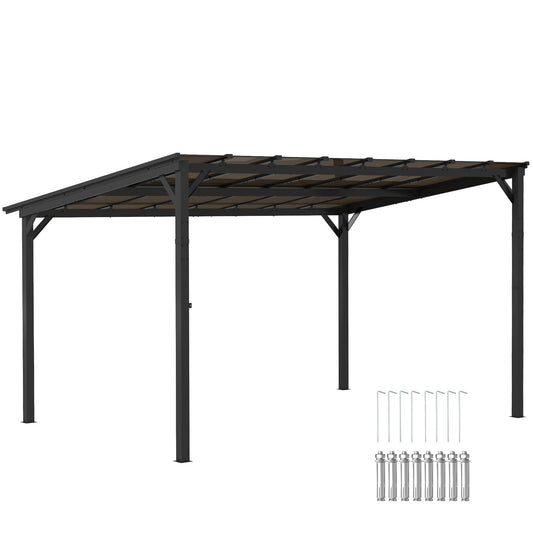 10' x 14' Outdoor Pergola with UPF 50+ and Waterproof Polycarbonate Roof, Wall-Mounted / Free Standing Hardtop Gazebo, Wind-resistant for Patio Deck Backyard, Dark Grey