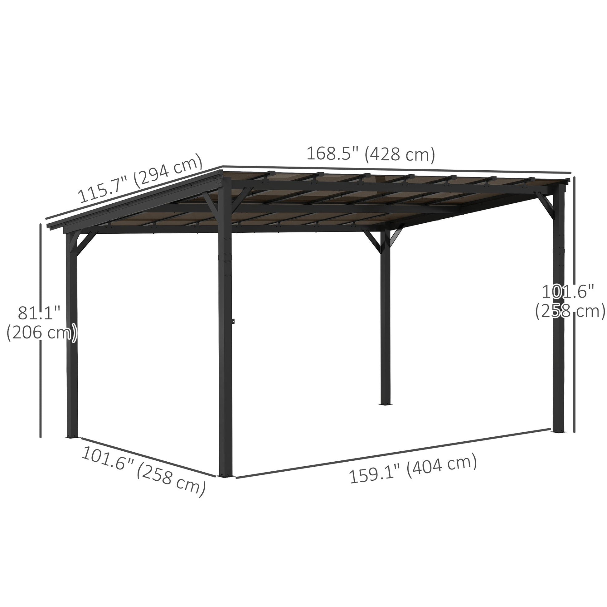 10' x 14' Outdoor Pergola with UPF 50+ and Waterproof Polycarbonate Roof, Wall-Mounted / Free Standing Hardtop Gazebo, Wind-resistant for Patio Deck Backyard, Dark Grey