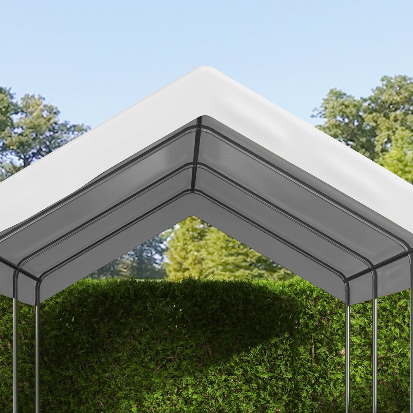 10 x 20 ft Carport Replacement Canopy, UV Resistant Garage Car Cover with Ball Bungee Cords, White, (Only Cover)
