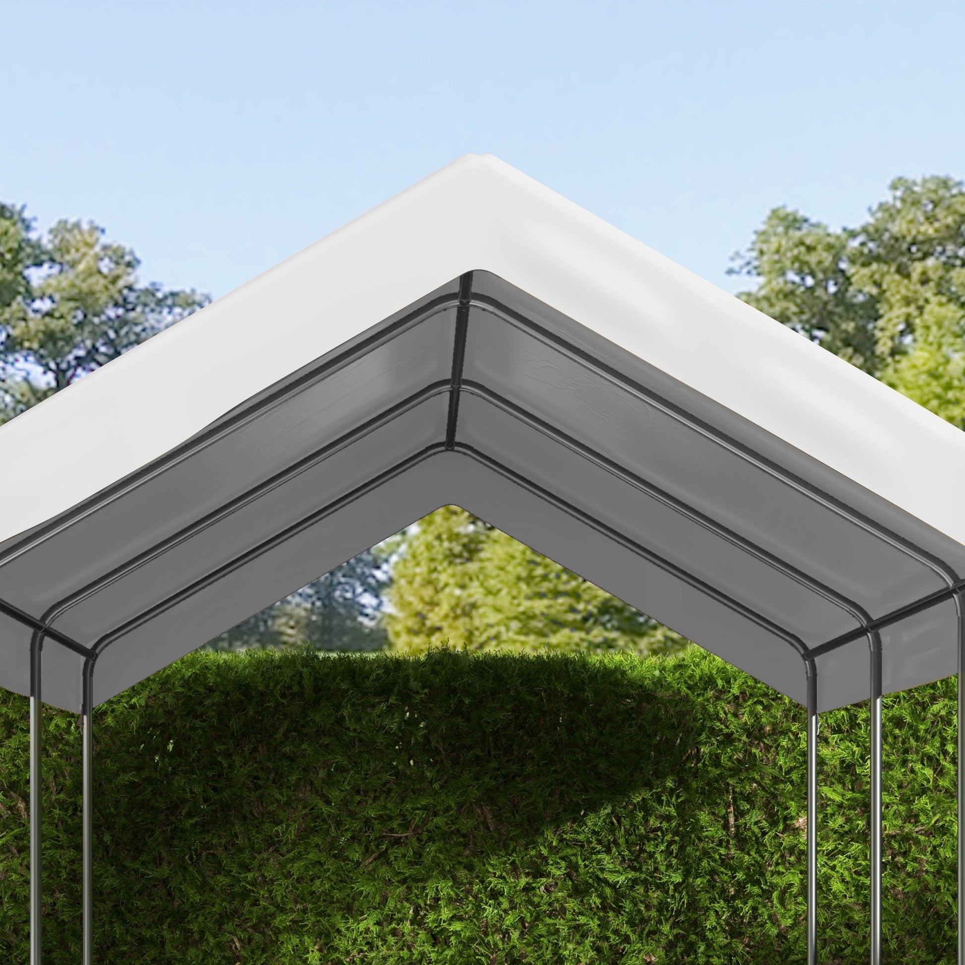 10 x 20 ft Carport Replacement Canopy, UV Resistant Garage Car Cover with Ball Bungee Cords, White, (Only Cover)