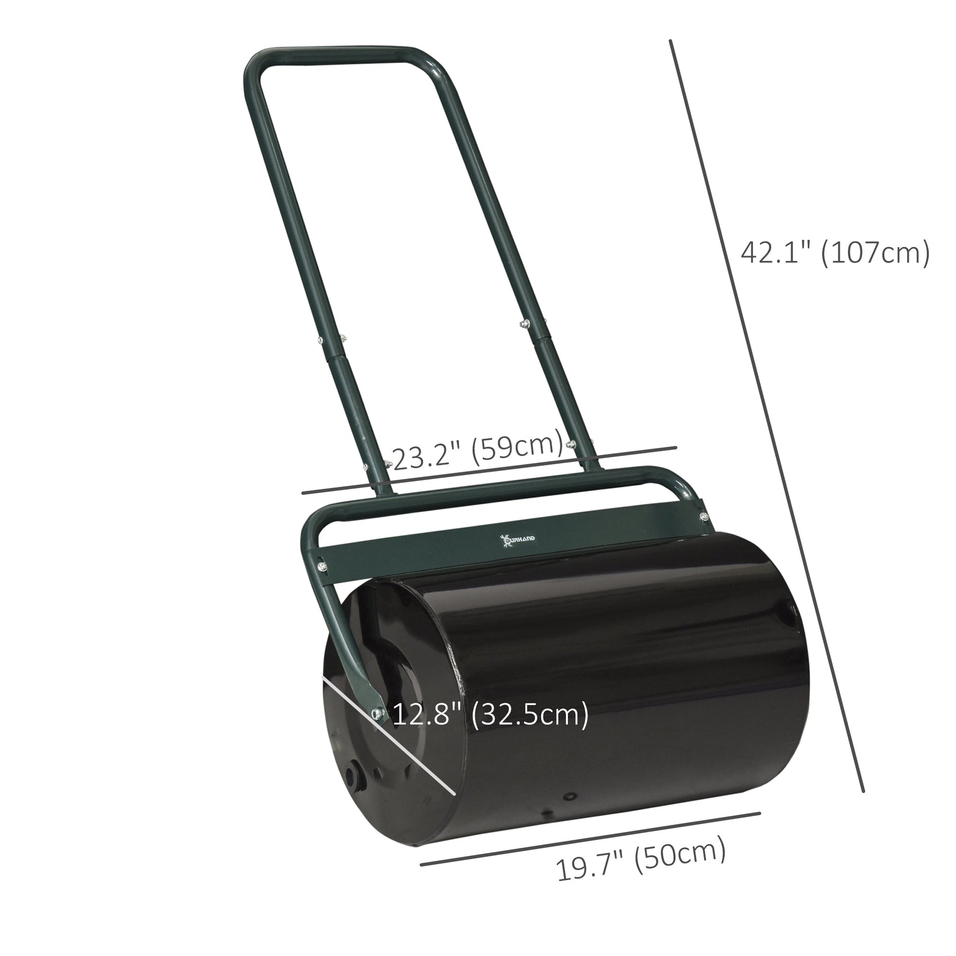 20" Push/Tow Behind Lawn Roller, Heavy Duty Sod Drum Roller Filled with 11 Gal Water/136 Lbs Sand, Grass Flattener for Yard, Patio, Park, Green