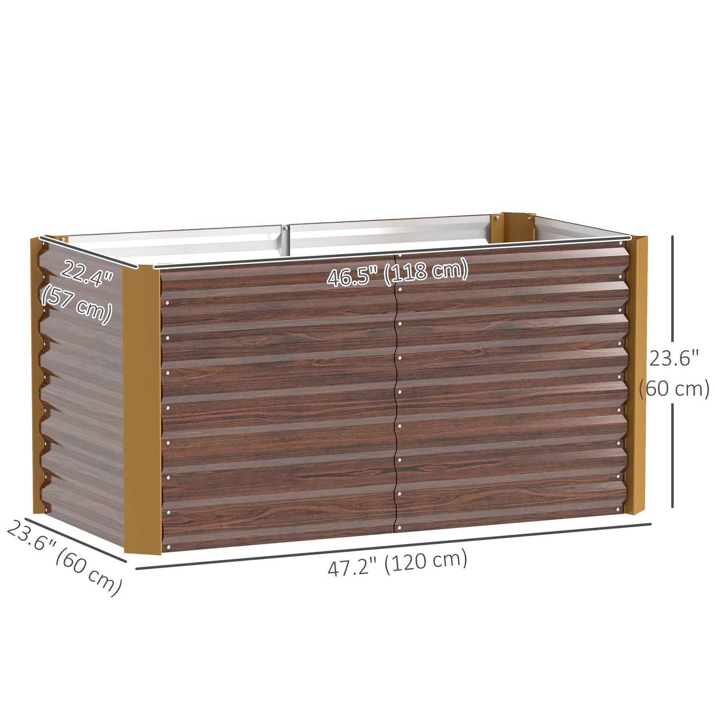Set of 2 Metal Raised Garden Bed, 4' x 2' x 2' Galvanized Planters for Outdoor Plants, Elevated Planter Box for Growing Flowers, Herbs, Vegetables, Distressed Dark Brown