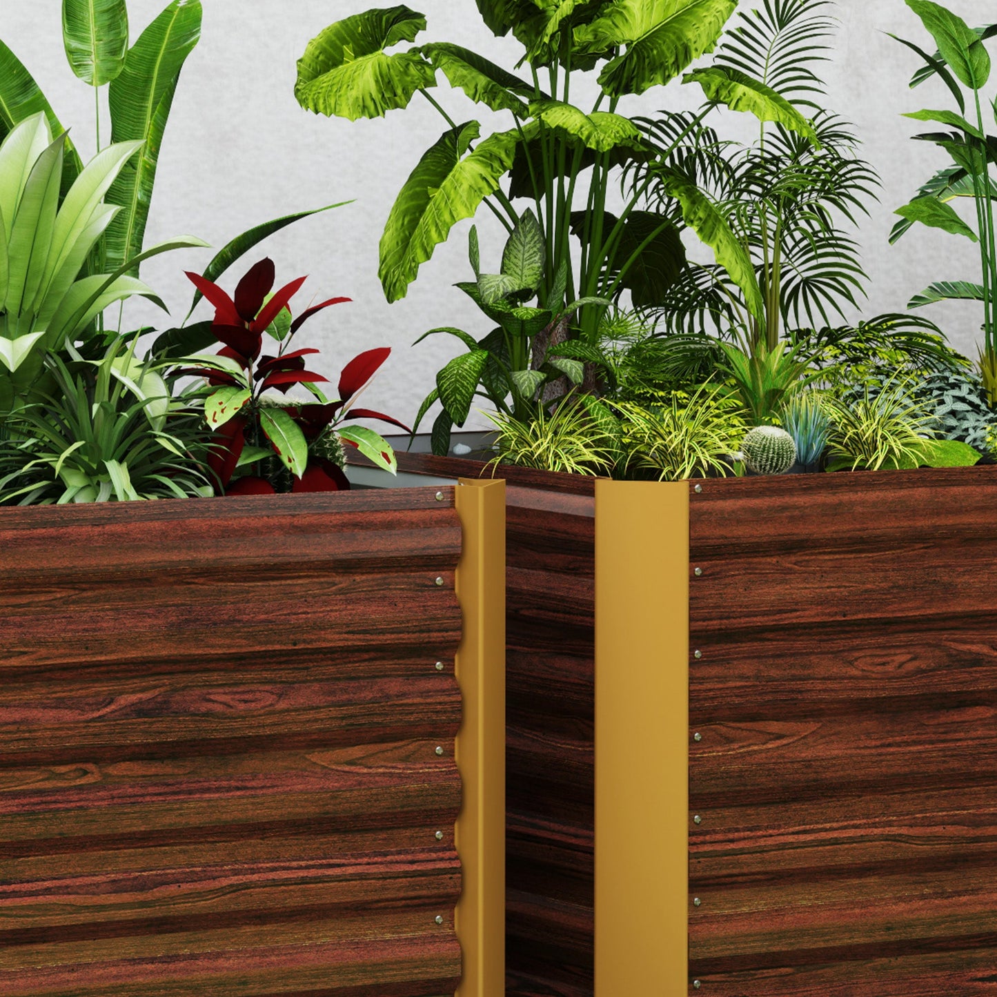 Set of 2 Metal Raised Garden Bed, 4' x 2' x 2' Galvanized Planters for Outdoor Plants, Elevated Planter Box for Growing Flowers, Herbs, Vegetables, Distressed Dark Brown