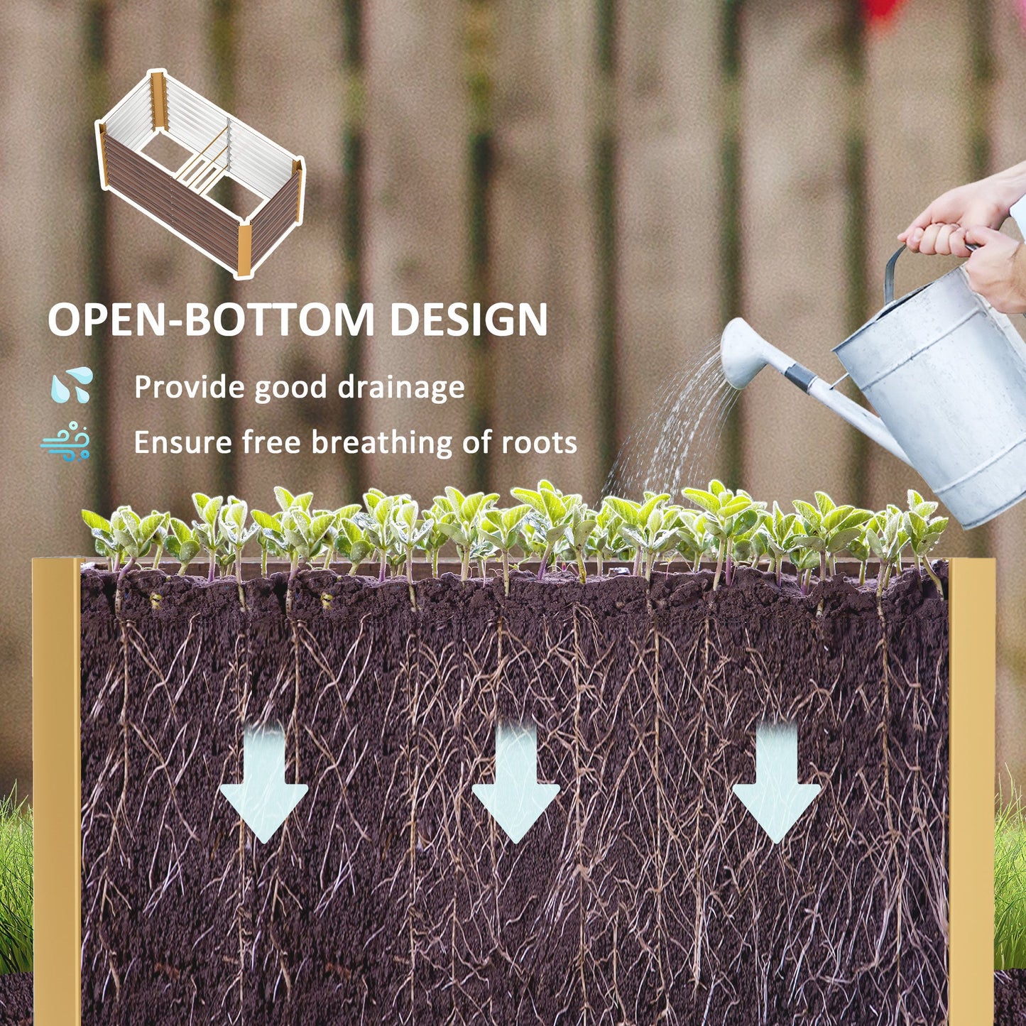 Set of 2 Metal Raised Garden Bed, 4' x 2' x 2' Galvanized Planters for Outdoor Plants, Elevated Planter Box for Growing Flowers, Herbs, Vegetables, Distressed Dark Brown
