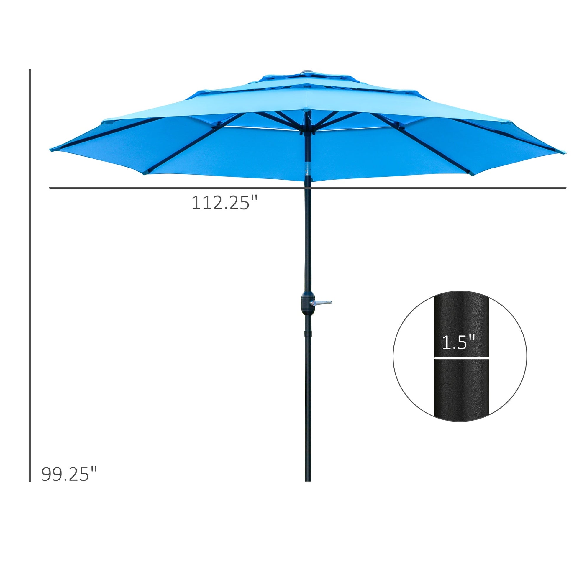 9FT 3 Tiers Patio Umbrella Outdoor Market Umbrella with Crank, Push Button Tilt for Deck, Backyard and Lawn, Sky Blue