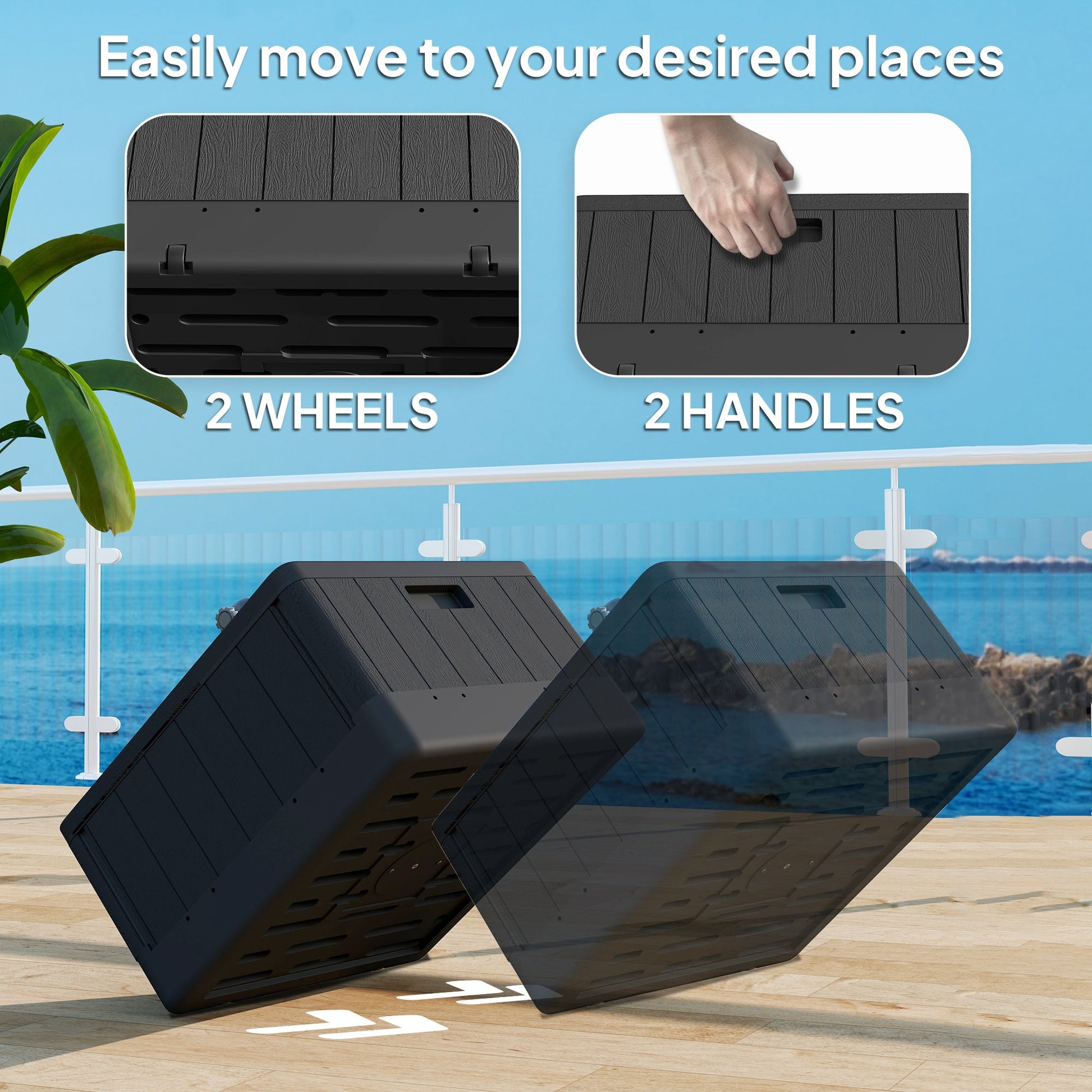 Patio Umbrella Base Outdoor Umbrella Stand with Wheels Handles, Patio Umbrella Stand, Filled Up to 176lbs with Stand or 110lbs with Water for Garden, Poolside, Black