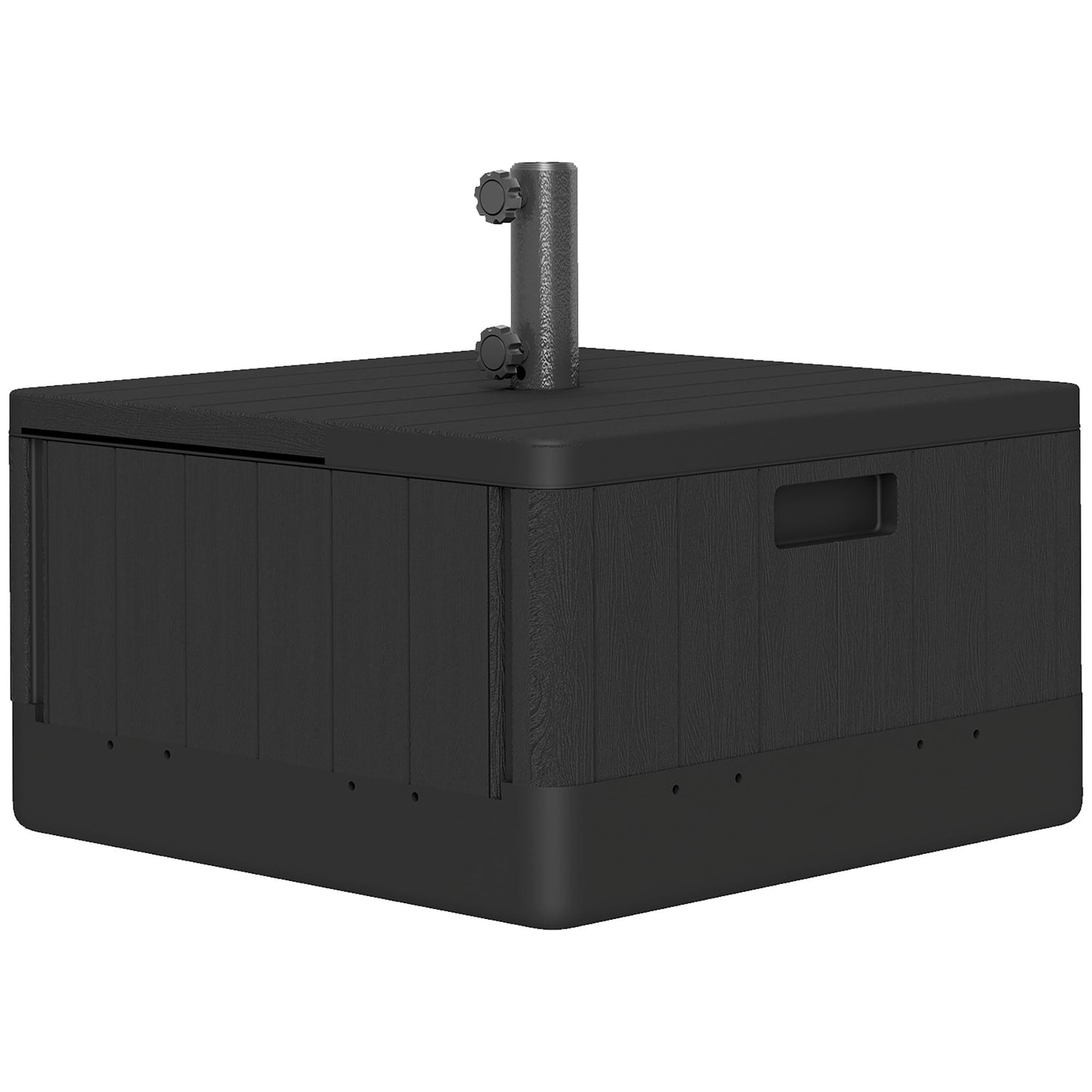 Patio Umbrella Base Outdoor Umbrella Stand with Wheels Handles, Patio Umbrella Stand, Filled Up to 176lbs with Stand or 110lbs with Water for Garden, Poolside, Black