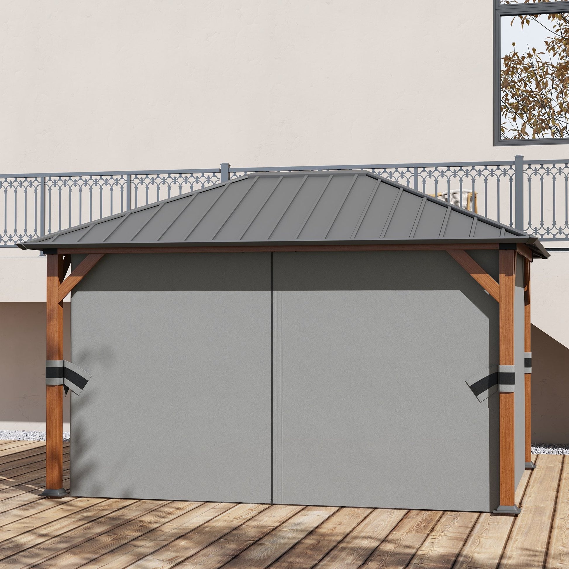 13' x 10' Hardtop Gazebo with Netting Sidewalls and Curtains, Galvanized Steel Outdoor Gazebo Canopy with Aluminum Frame for Garden, Patio, Lawns, Parties