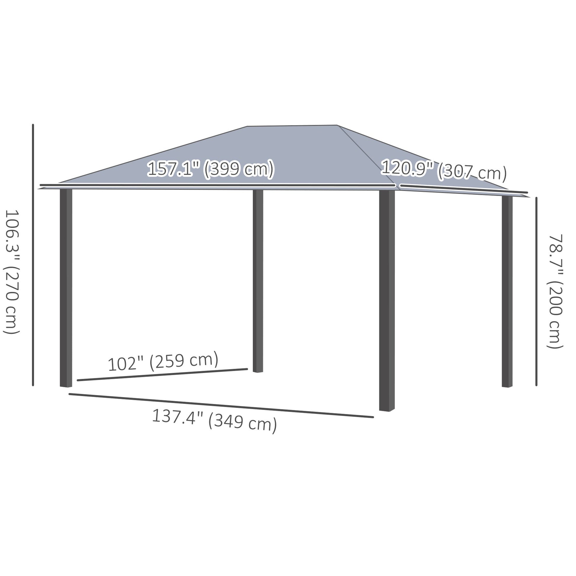 13' x 10' Hardtop Gazebo with Netting Sidewalls and Curtains, Galvanized Steel Outdoor Gazebo Canopy with Aluminum Frame for Garden, Patio, Lawns, Parties