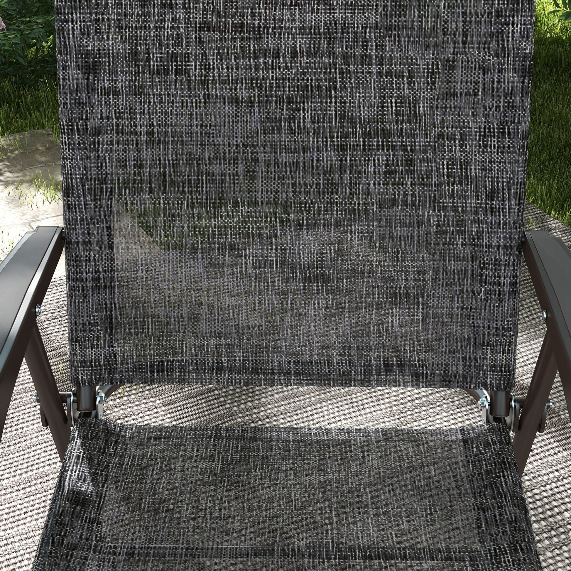 Outdoor Dining Chairs Set of 2, Folding Outdoor Patio Chairs with Armrests, Mesh Seat, High Backrest, All Weather for Backyard, Balcony, Porch, Poolside, Deck, Grey