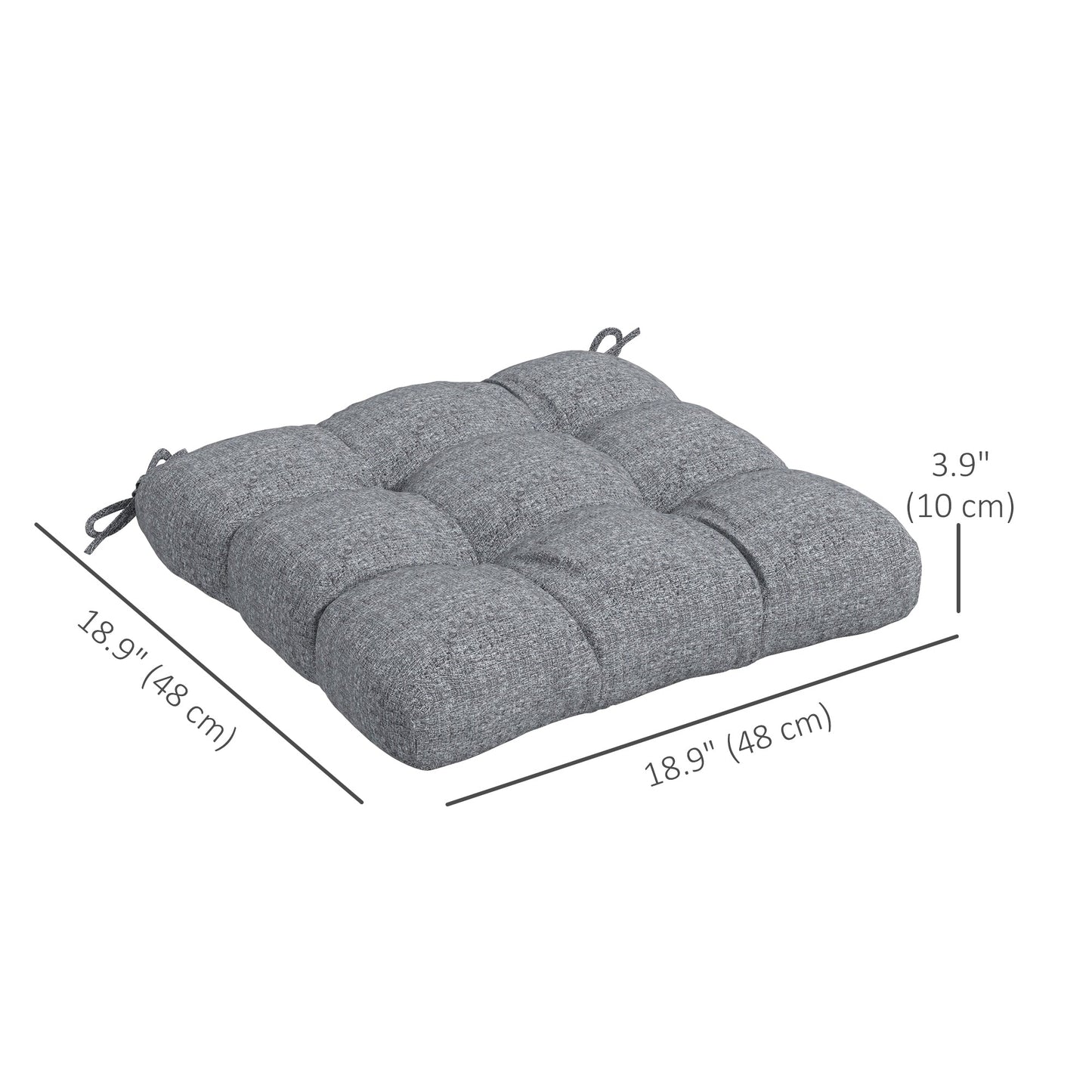4-Piece Patio Chair Cushions Pillows, 19" x 19" x 4" Patio Cushions Set with Ties for Indoor Outdoor Garden Furniture