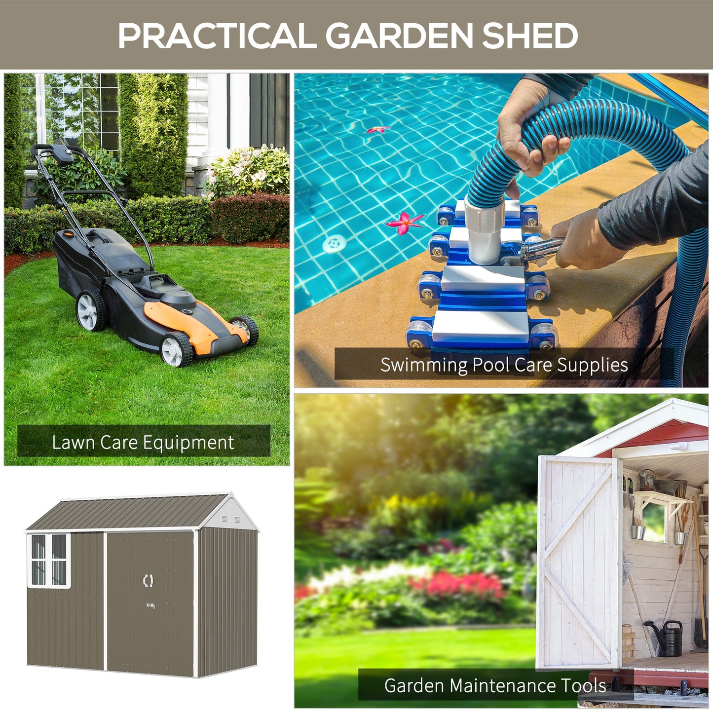8.5' x 5.5' Outdoor Storage Shed, Metal Garden Shed Storage House with Window, Lockable Door, Vents, for Backyard, Patio, Lawn, Grey