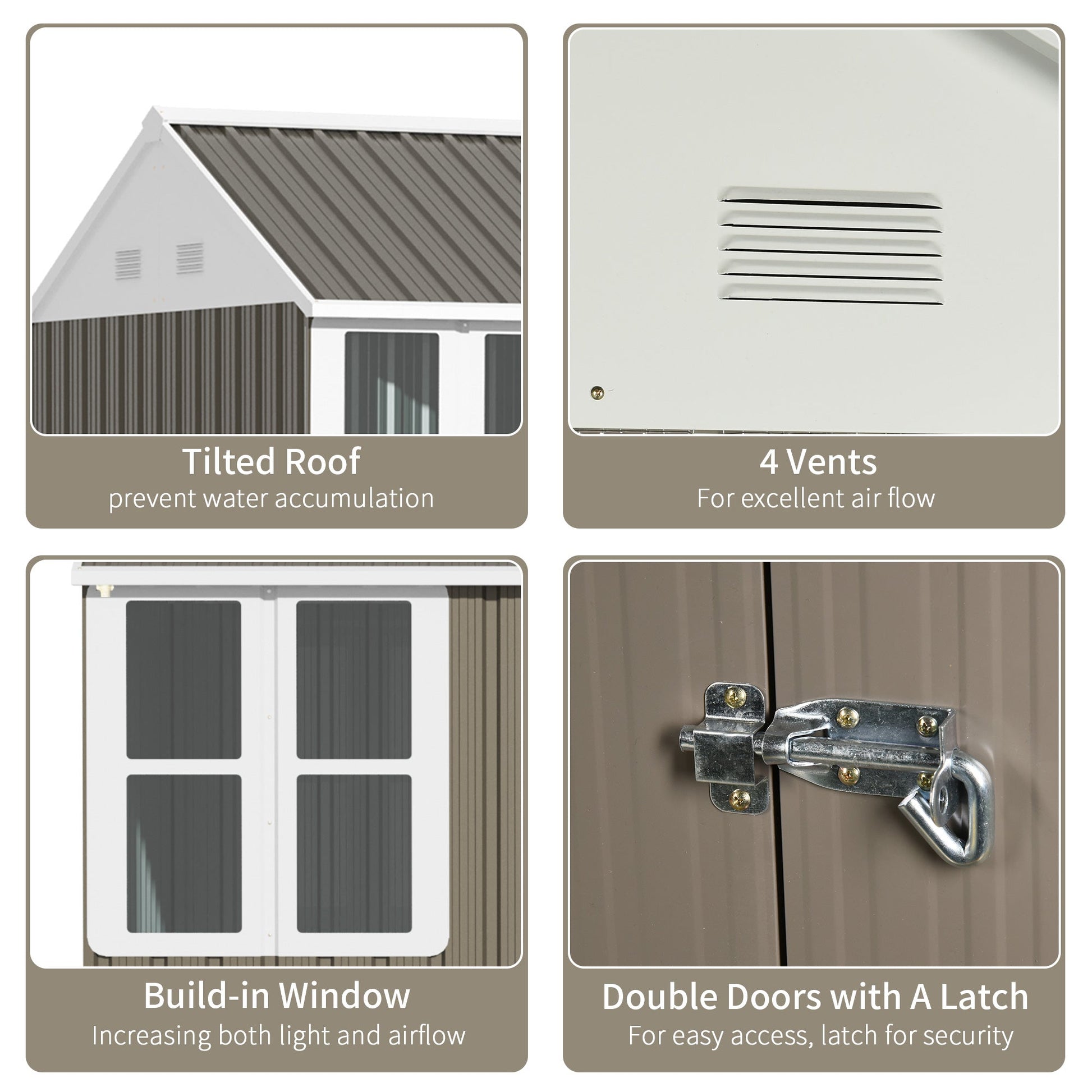 8.5' x 5.5' Outdoor Storage Shed, Metal Garden Shed Storage House with Window, Lockable Door, Vents, for Backyard, Patio, Lawn, Grey