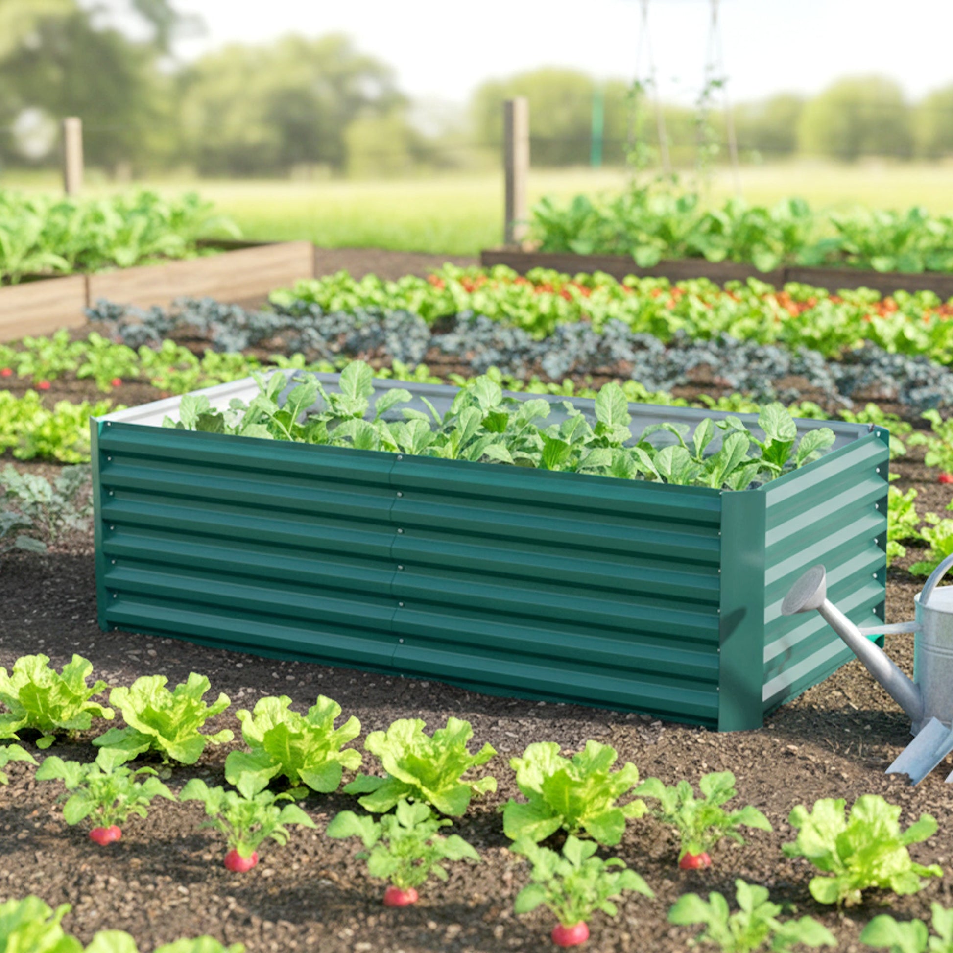Galvanized Raised Garden Bed, 6' x 3' x 2' Outdoor Metal Planter Box, Standing Raised Bed for Growing Flowers, Herbs and Vegetables, Dark Green