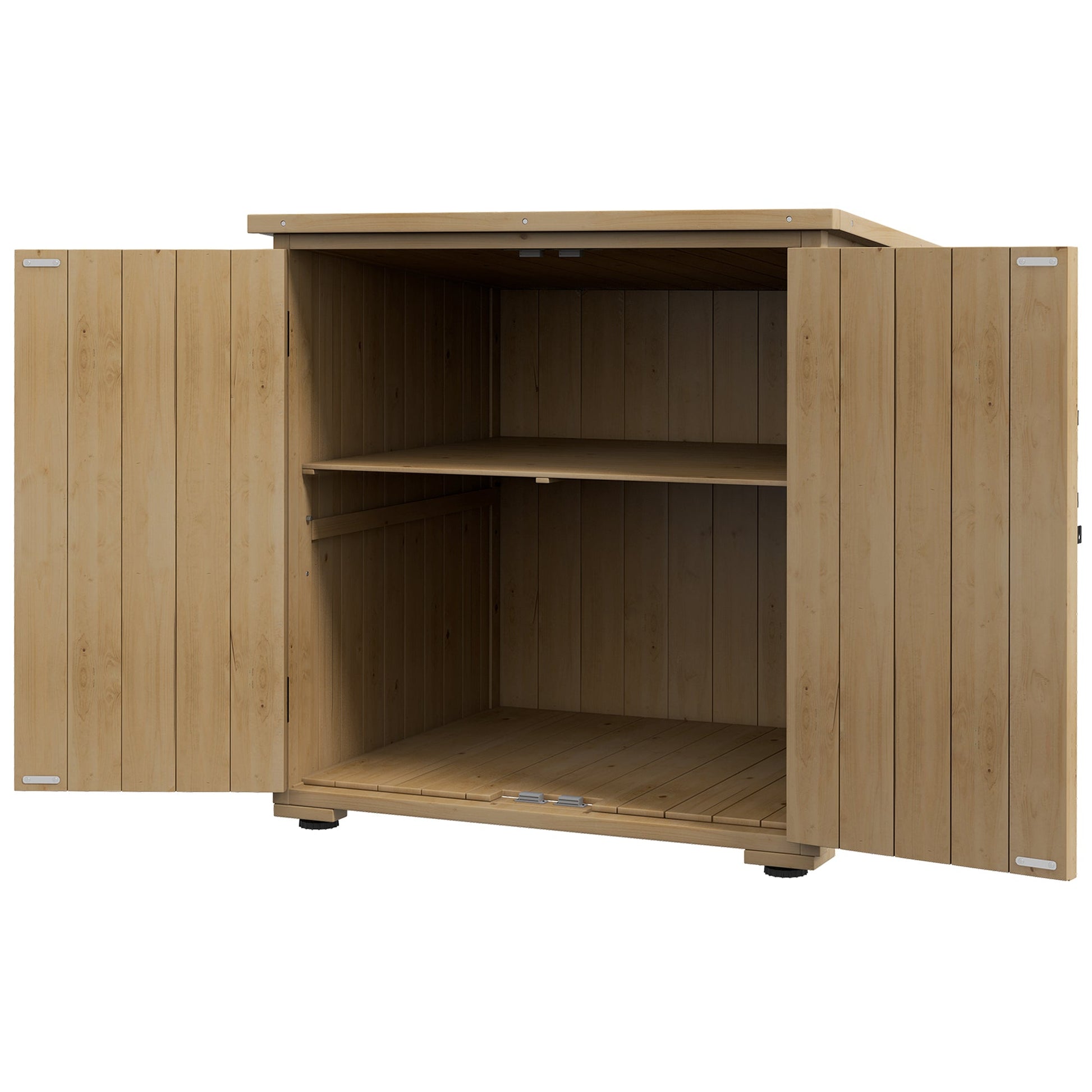 Wood Garden Shed, Compact Outdoor Storage Cabinet Potting Shed with Adjustable Inner Shelf and Double Doors for Backyard, Patio, Lawn