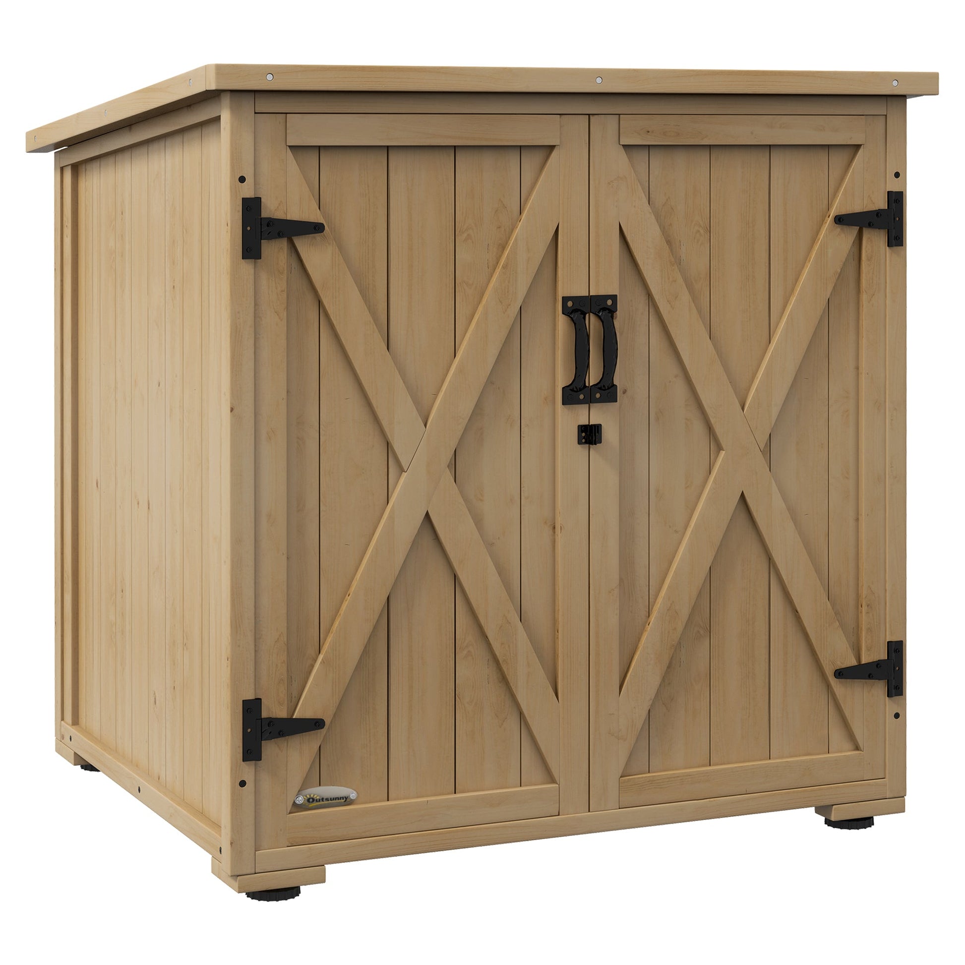 Wood Garden Shed, Compact Outdoor Storage Cabinet Potting Shed with Adjustable Inner Shelf and Double Doors for Backyard, Patio, Lawn
