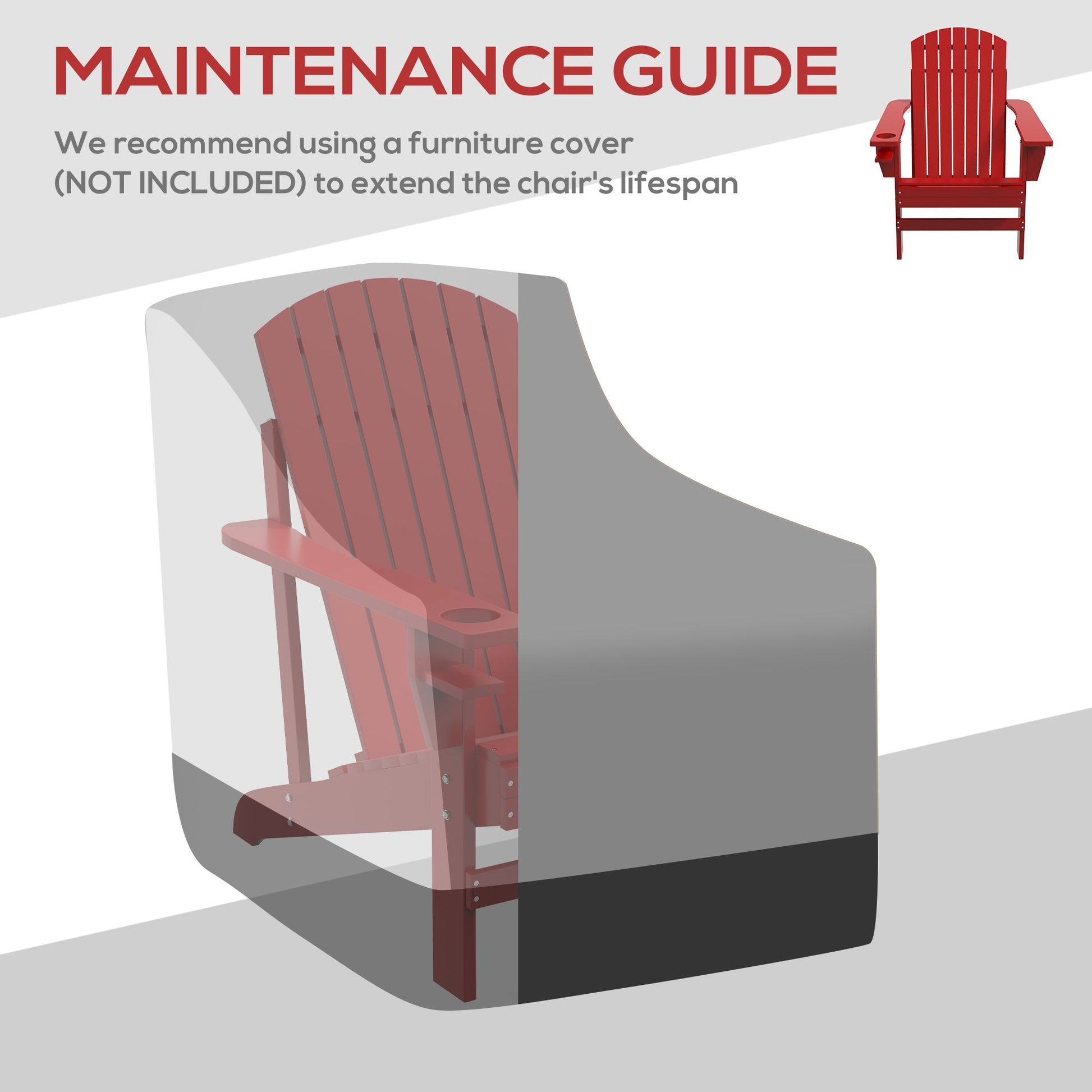Classic Adirondack Chair Muskoka Chair, Garden Deck Chair with Cup Holder for Patio, Indoor, Backyard, Red
