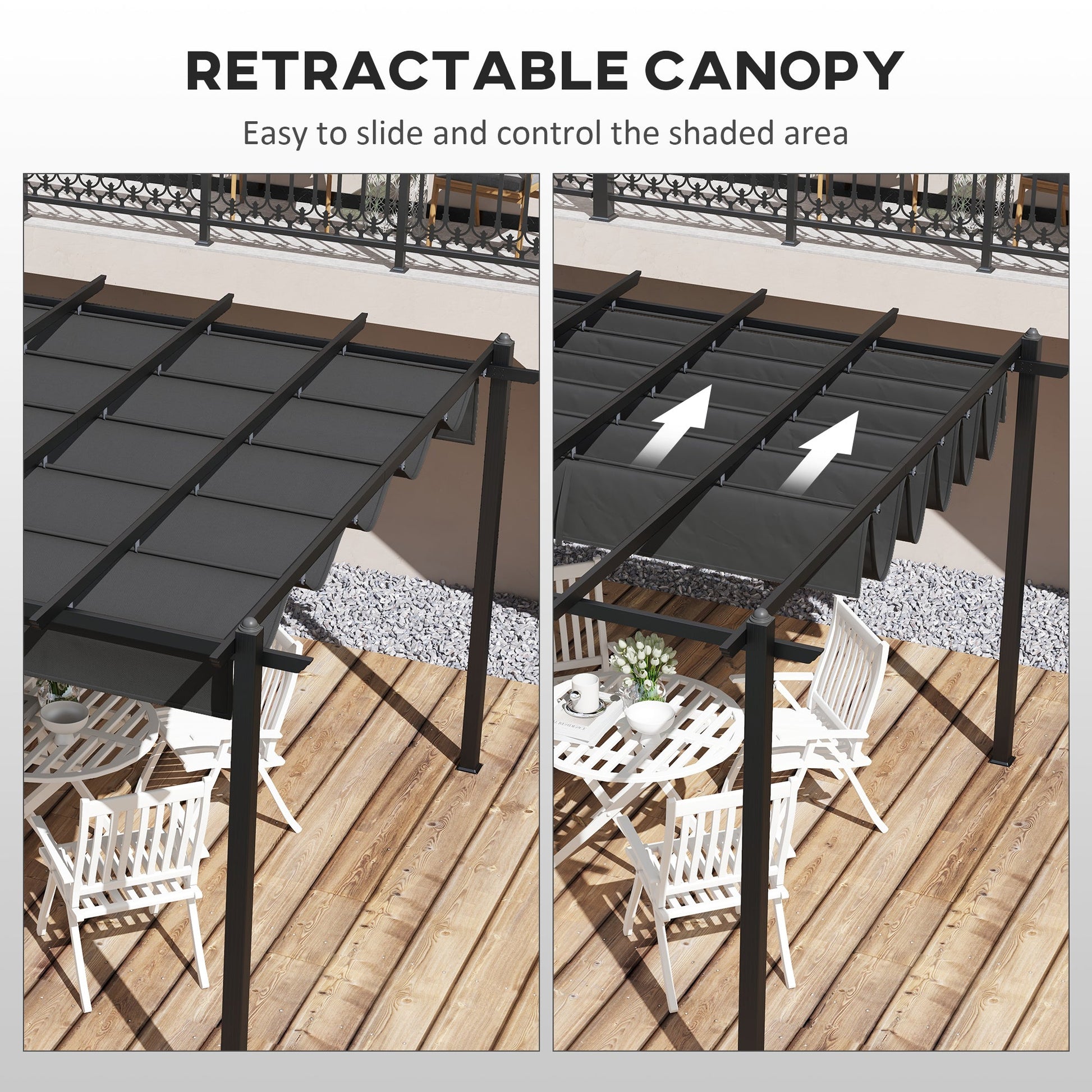 12' x 20' Retractable Pergola Canopy, Aluminum Pergola, Outdoor Sun Shade Shelter for Grill, Patio, Garden, Deck