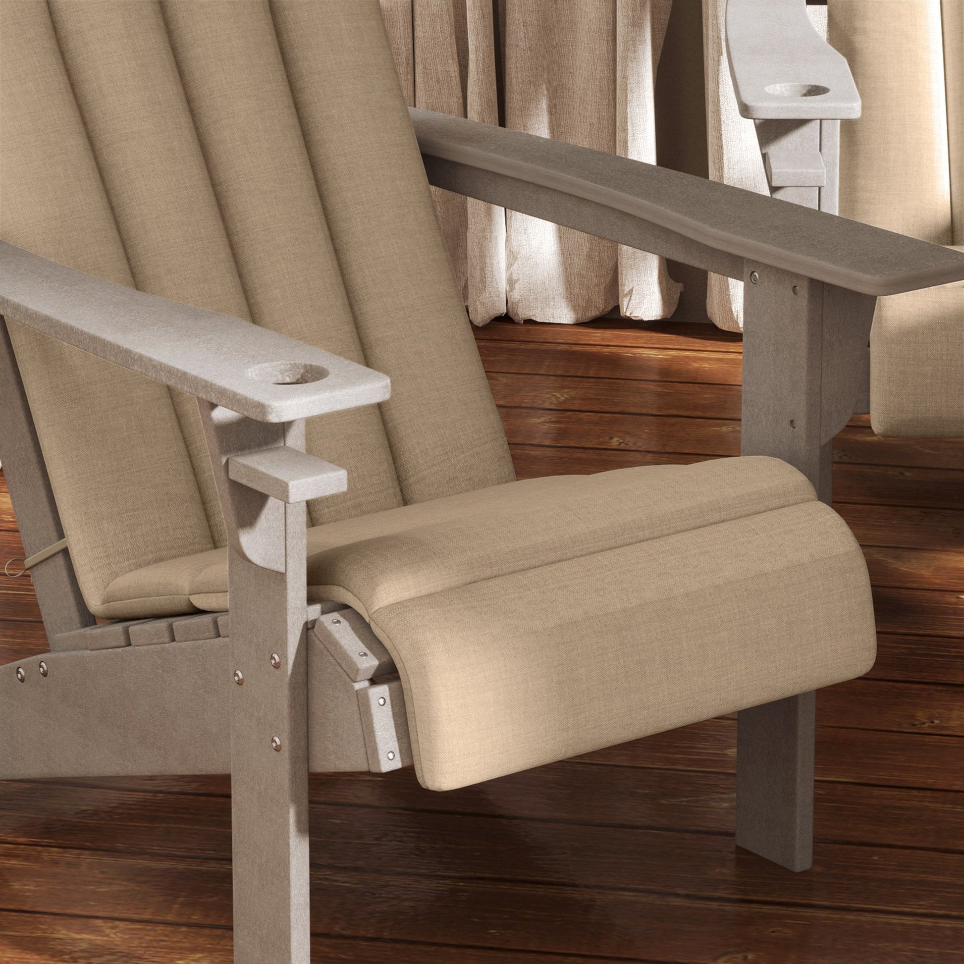 Adirondack Chair Cushion Set of 4, Outdoor Chair Cushions, High Back Patio Chair Cushions with Ties, Non-Slip Replacement Seat Cushion for Patio Furniture, Beige