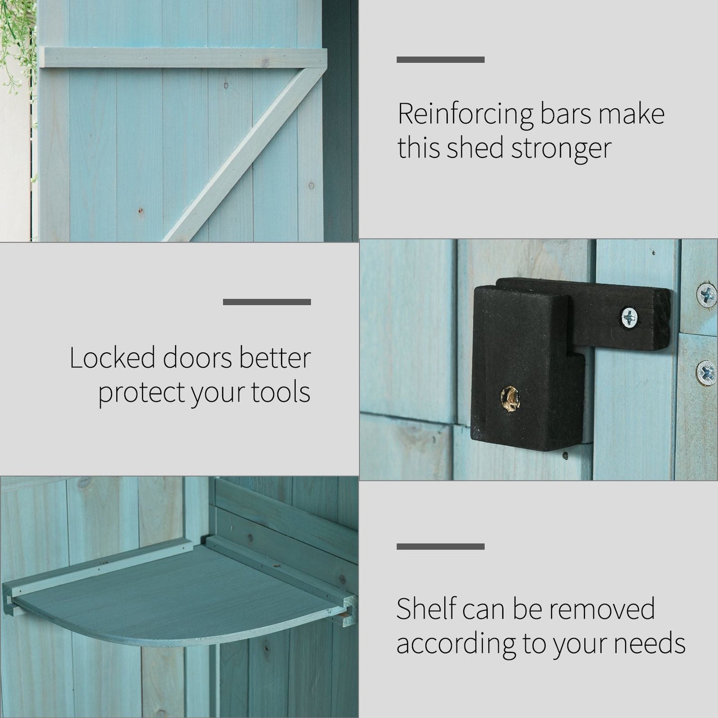 30" x 21" x 71" Garden Storage Shed, Outdoor Storage Shed with 3 Tier Shelves, Workshop Yard Tool Utility Storage House Water-resistant All-weather Cover Spire Roof, Blue