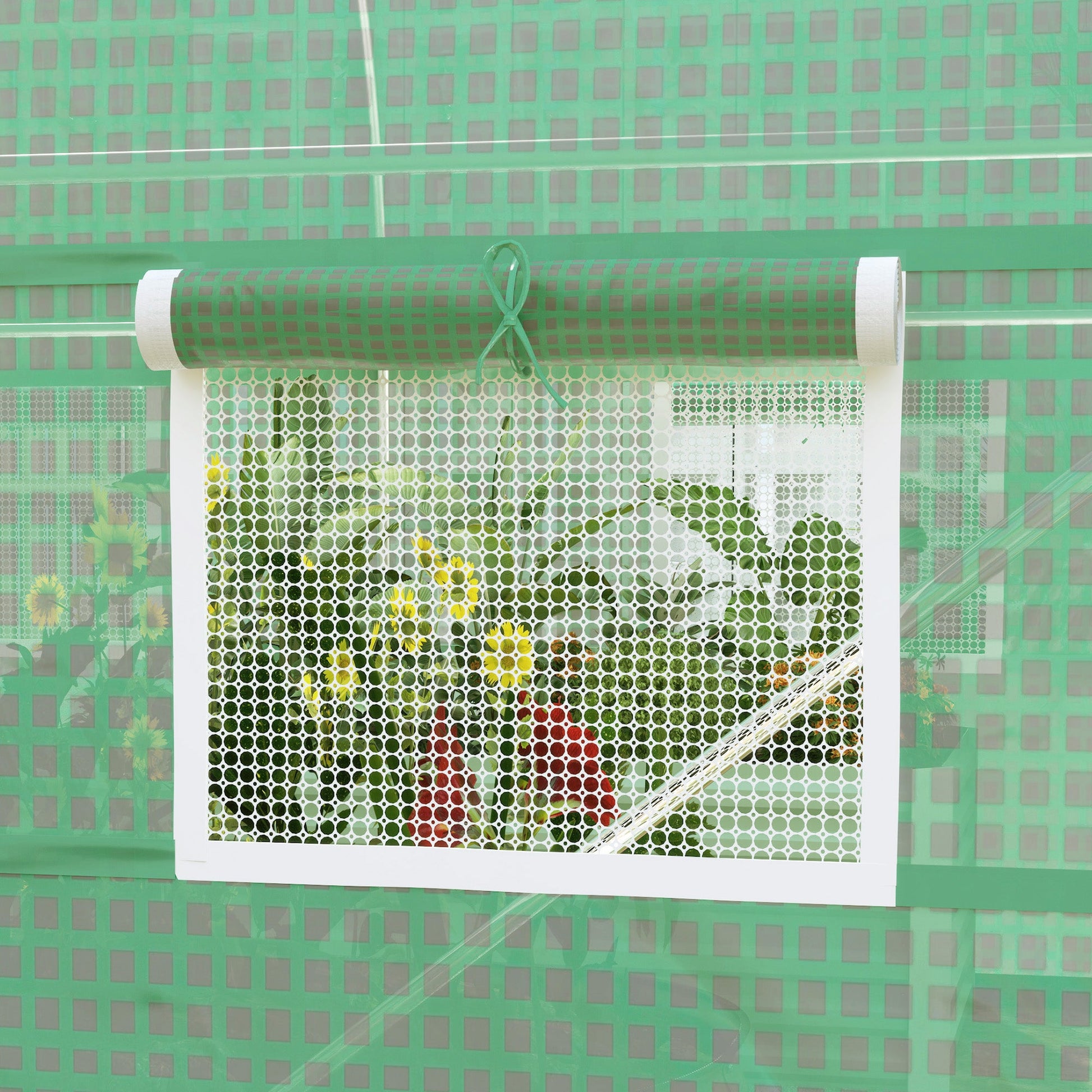 6.6' x 11' x 7' Walk-in Greenhouse Outdoor Plant Tunnel Warm Hot House w/ Roll Up Door and 6 Mesh Windows, Steel Frame, Green