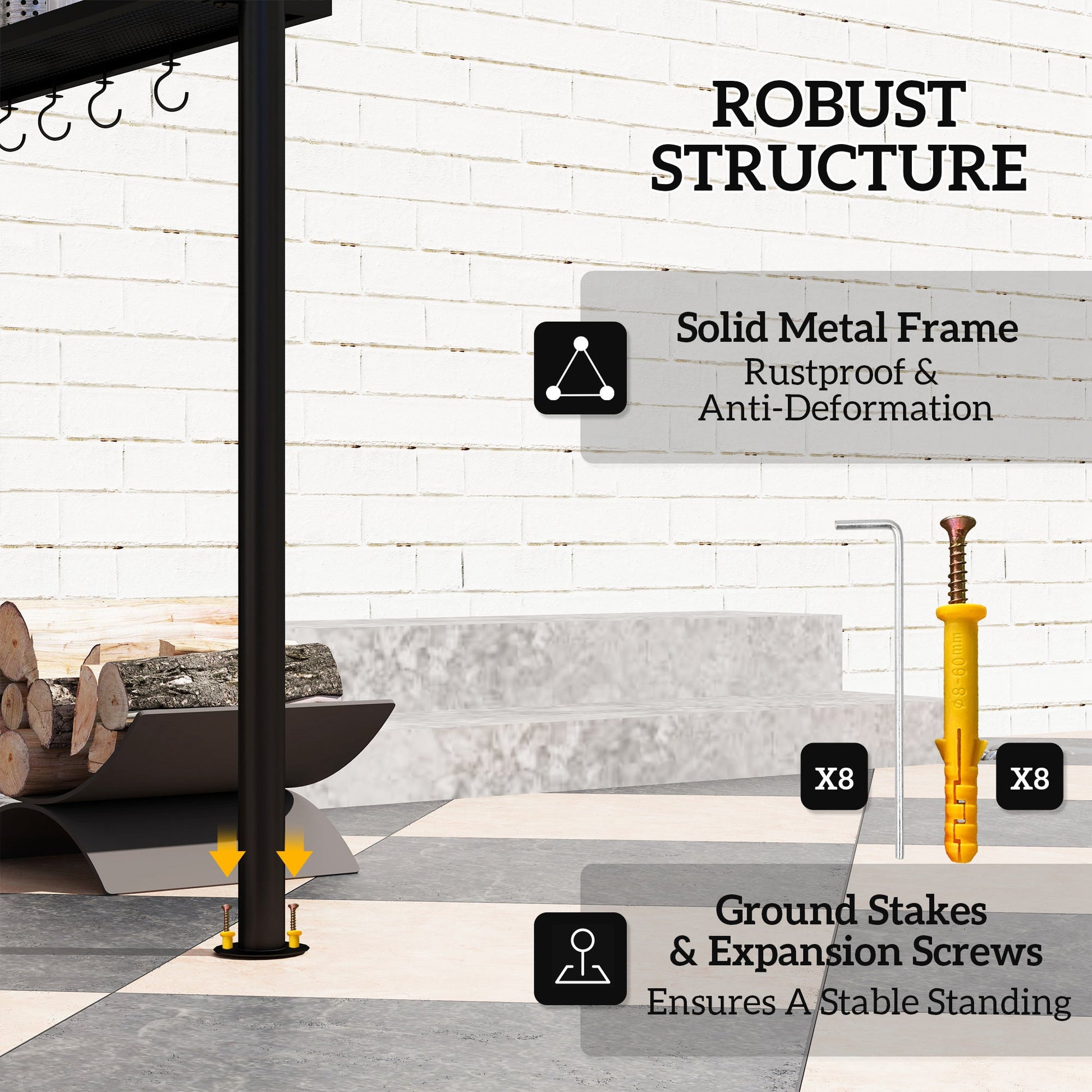 8' x 5' Grill Gazebo, Double Tiered Outdoor BBQ Gazebo with Side Awning, 2 Side Shelves and 6 Hooks, Barbecue Grill Gazebo Shelter for Patio, Garden, Backyard, Khaki